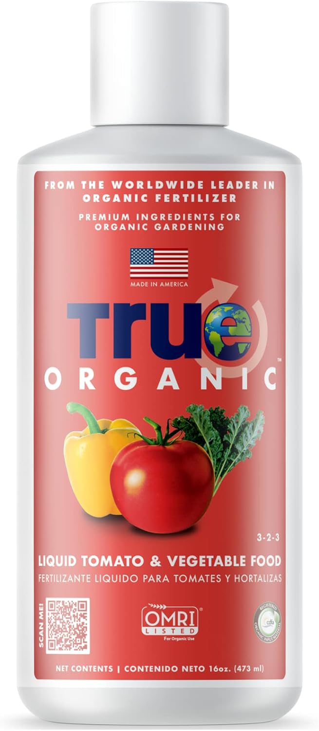 True Organic Liquid Tomato & Vegetable Food – Organic Fertilizer for Superior Harvests – 16 fl. oz. Bottle Covers 30 Sq. Ft.