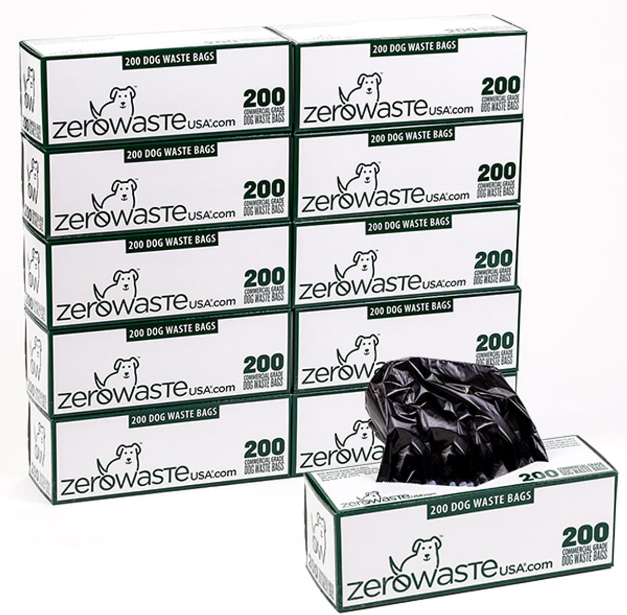 Zero Waste USA 2,000 Premium Dog Waste Station Refill Roll Bags – Guaranteed to fit any commercial roll bag dispenser (10 rolls of 200 bags)