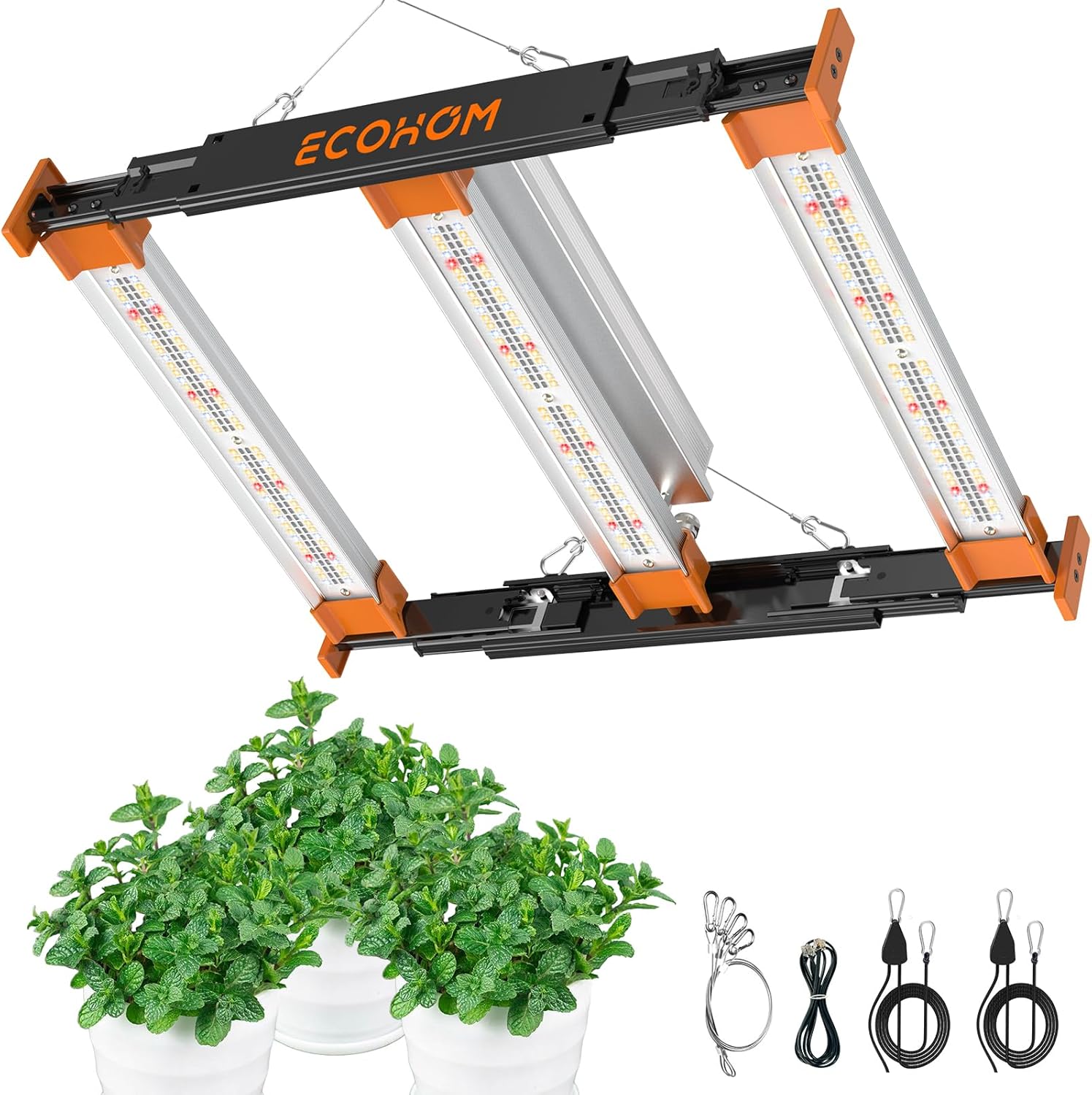 ECOHOM Bar 100W LED Grow Light, Full Spectrum, Dimmable, Daisy Chain, High PPFD, 2×2/3x3ft Coverage, for Indoor Plants Seed Starting, Vegs and Bloom, Retractable, Pro Lamp for Grow Tent Commercial Use