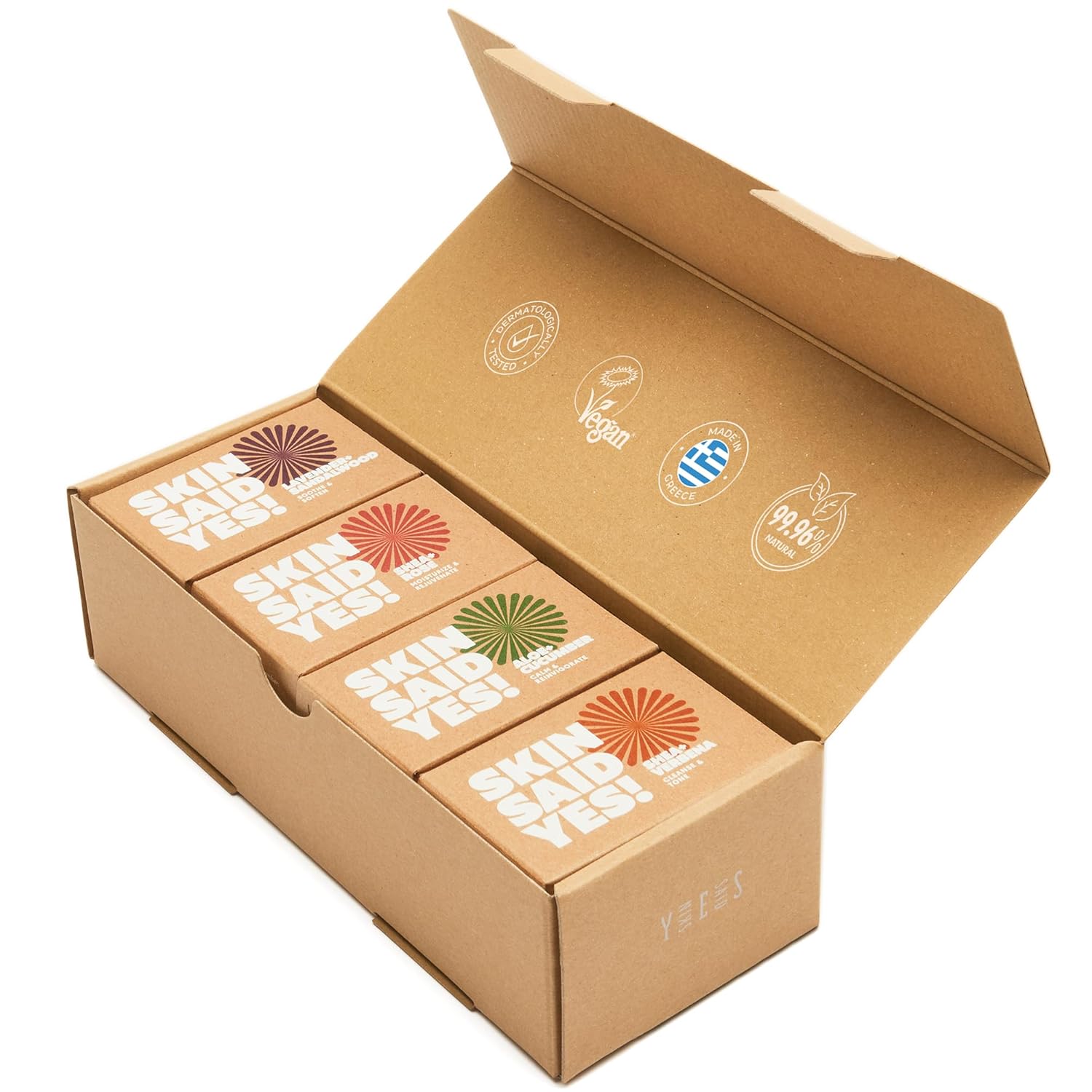 Skin Said Yes Organic Soap Bar (Set of 8) – Natural Soap Made in Greece | Nuorishing Shea Butter, Olive Oil, Lavander and Sandalwood, Aloe Vera & Cucumber Extract | Jabones Artesanales Naturales