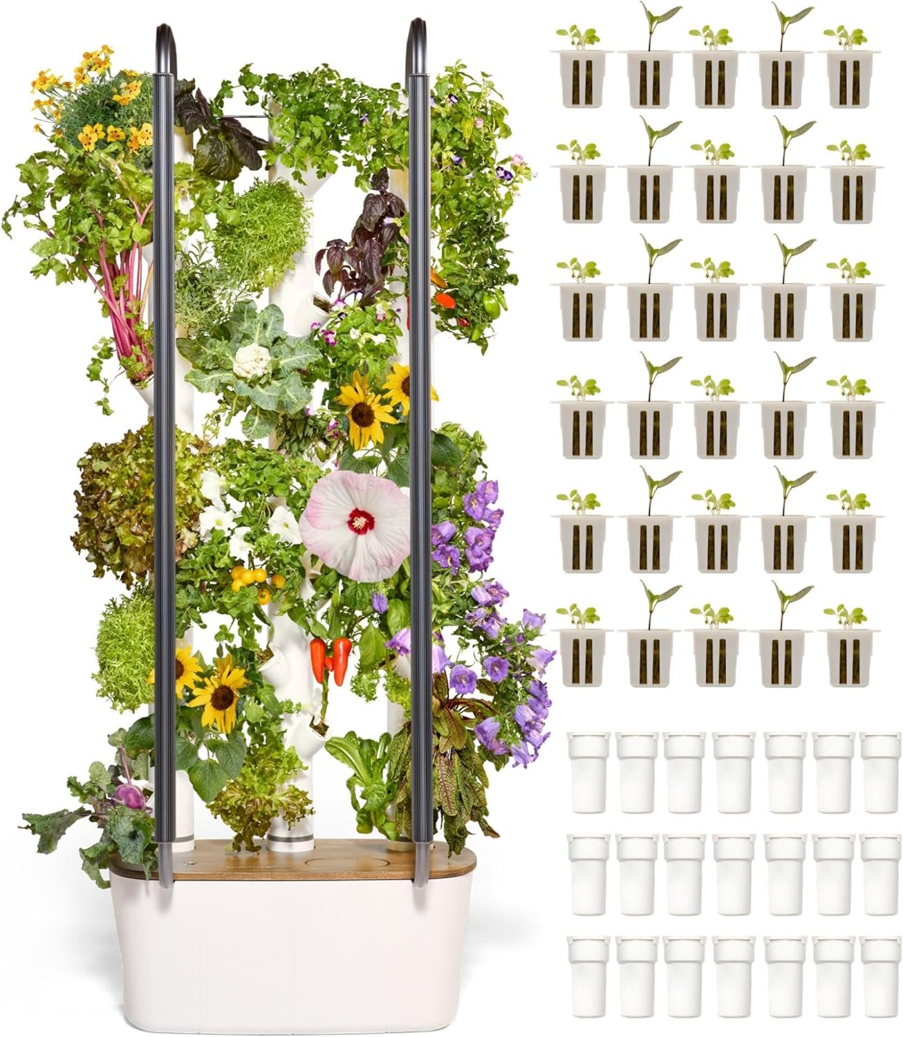 Gardyn Home 4 Vertical Hydroponics Growing System Kit – 30 Non-GMO Plants, Herbs, Vegetables – Smart Tower Garden Hydroponic Herb Garden Planter Indoor Kit – Indoor Gardening System w/LED Grow Lights
