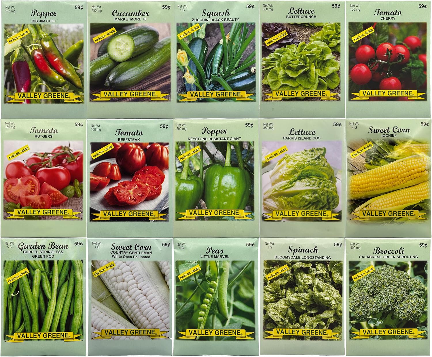 15 Pack Vegetable Garden Seeds – Deluxe Heirloom Variety Pack, Non-GMO, Perfect for Home Gardening and Planting