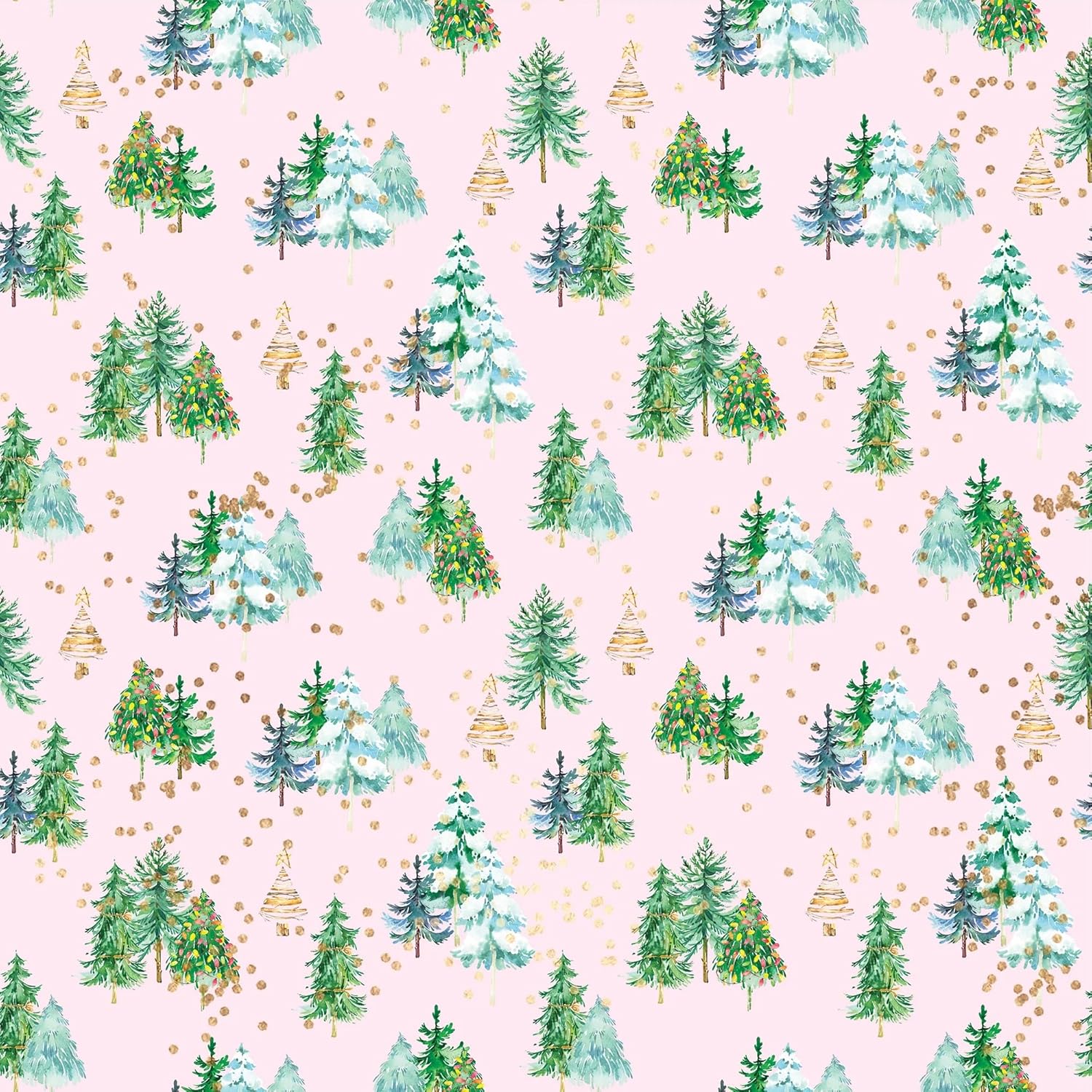 Waterleaf Paper Co. 100% Dissolvable Wrapping Paper, Christmas Tree Designs, Premium Seasonal Gift Wrap, Sustainable, Zero-Waste (16 Sq Ft, Pink Christmas Trees)