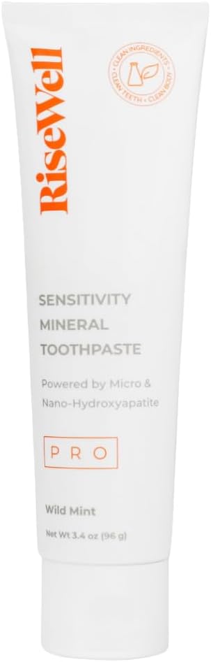 RiseWell PRO Mineral Toothpaste – Micro & Nano Hydroxyapatite Toothpaste for Sensitive Teeth -Safe to Swallow Dental Care, Natural Teeth Whitening for Daily Dental Hygiene (Wild Mint)