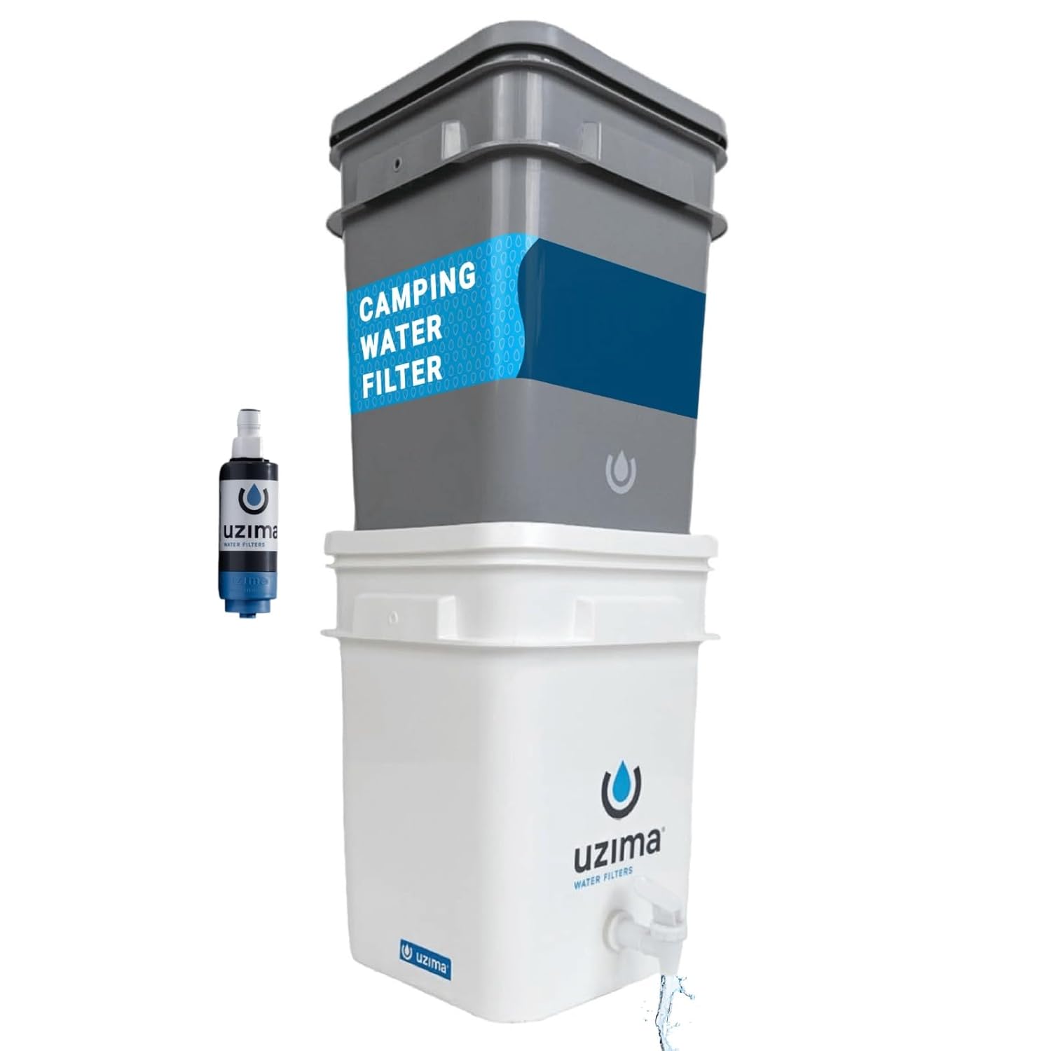 Uzima UZ-2 Camping Water Filter and Drinking Water Filter System, Portable Camping Essentials Purification Gear for Glamping, Hiking, and Hunting Essentials