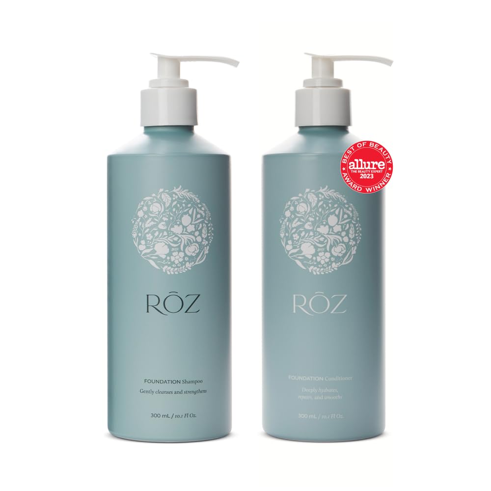RŌZ Foundation Shampoo and Conditioner Set Duo – Sulfate-Free Hydrating Shampoo and Conditioner for Women & Men – All Hair Types | Vegan, Color-Safe, Silicone & Paraben-Free | 10.1 oz Each
