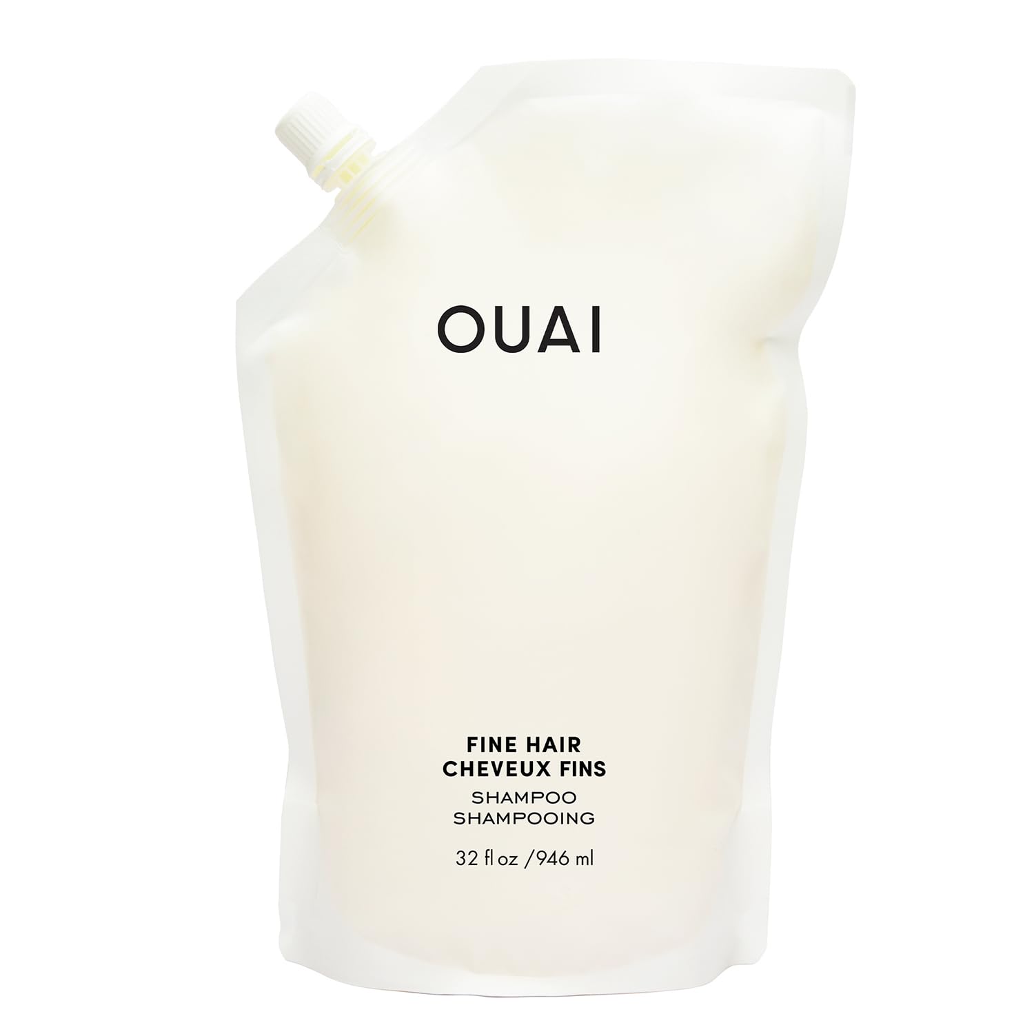 OUAI Fine Hair Shampoo – Biotin Thickening Shampoo for Flat, Thin Hair – Volumizing & Strengthening Keratin & Chia Seed Oil for Women & Men – Lightweight, Color-Safe, Sulfate Free, Refill 32 Oz