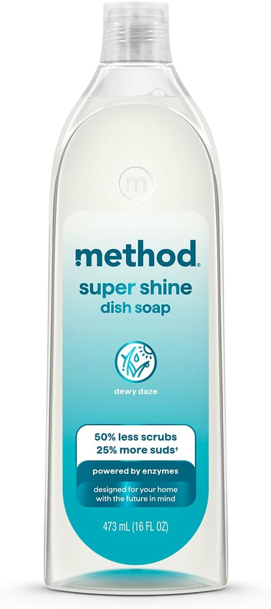 Method Super Shine Liquid Dish Soap, Powered by Enzymes, Dewy Daze Scented, 16 fl oz
