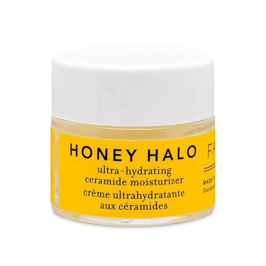 Farmacy Ceramide Face Moisturizer – Honey Halo Ultra Hydrating Facial Moisturizer with Buckwheat Honey + Ceramides – Helps Restore Barrier + Replenish Dryness – Plumping Skin Care for Dry Skin (9ml)