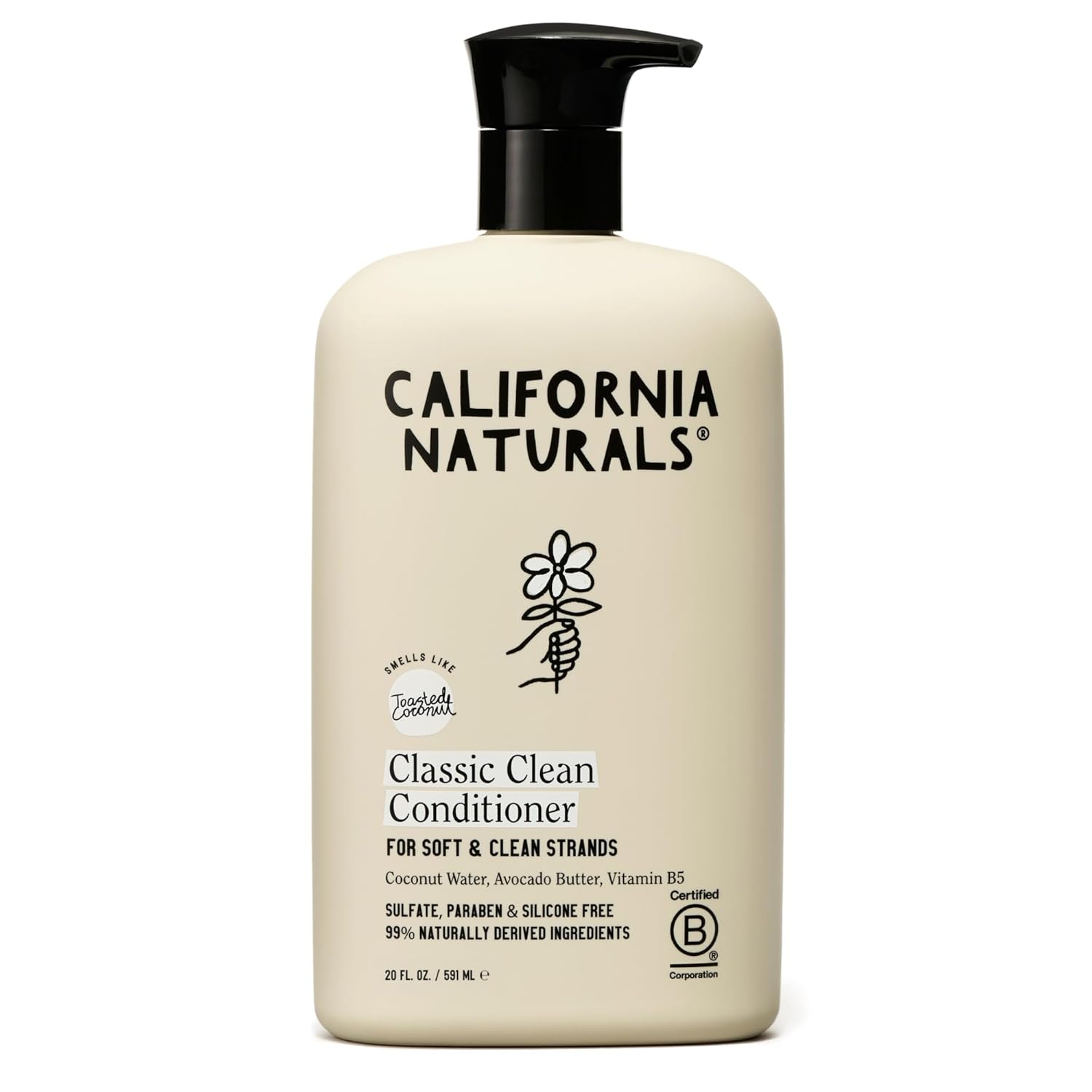 California Naturals Conditioner with Coconut Milk, Vitamin E for Dry Hair & Scalp Care in Women & Men, Natural, Vegan, Paraben & Sulfate Free, Color Safe Conditioner, All Hair Types, 20 fl oz