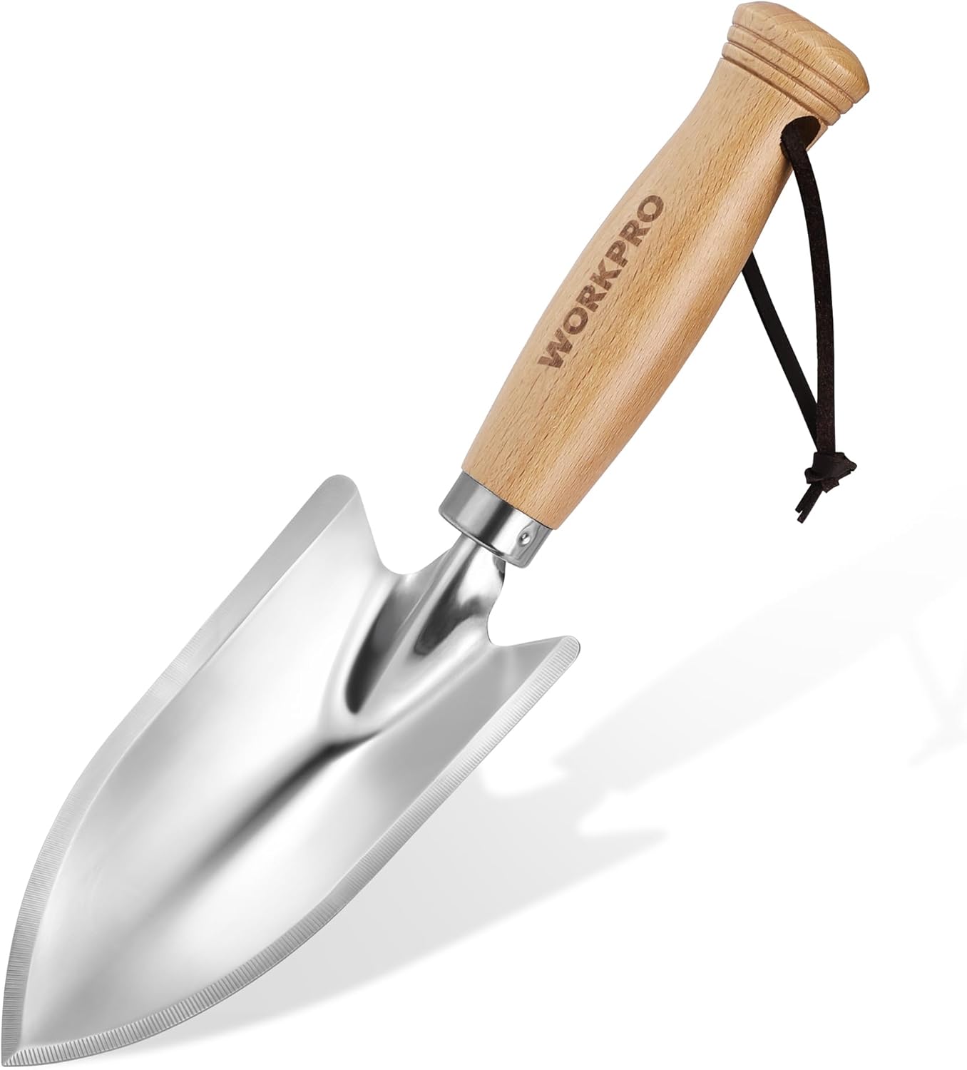 WORKPRO 11″ Garden Hand Trowel, Heavy Duty Polished Stainless Steel Garden Shovels with Wood Handle, Small Gardening Hand Tools for Digging, Planting, Measure, Transplanting