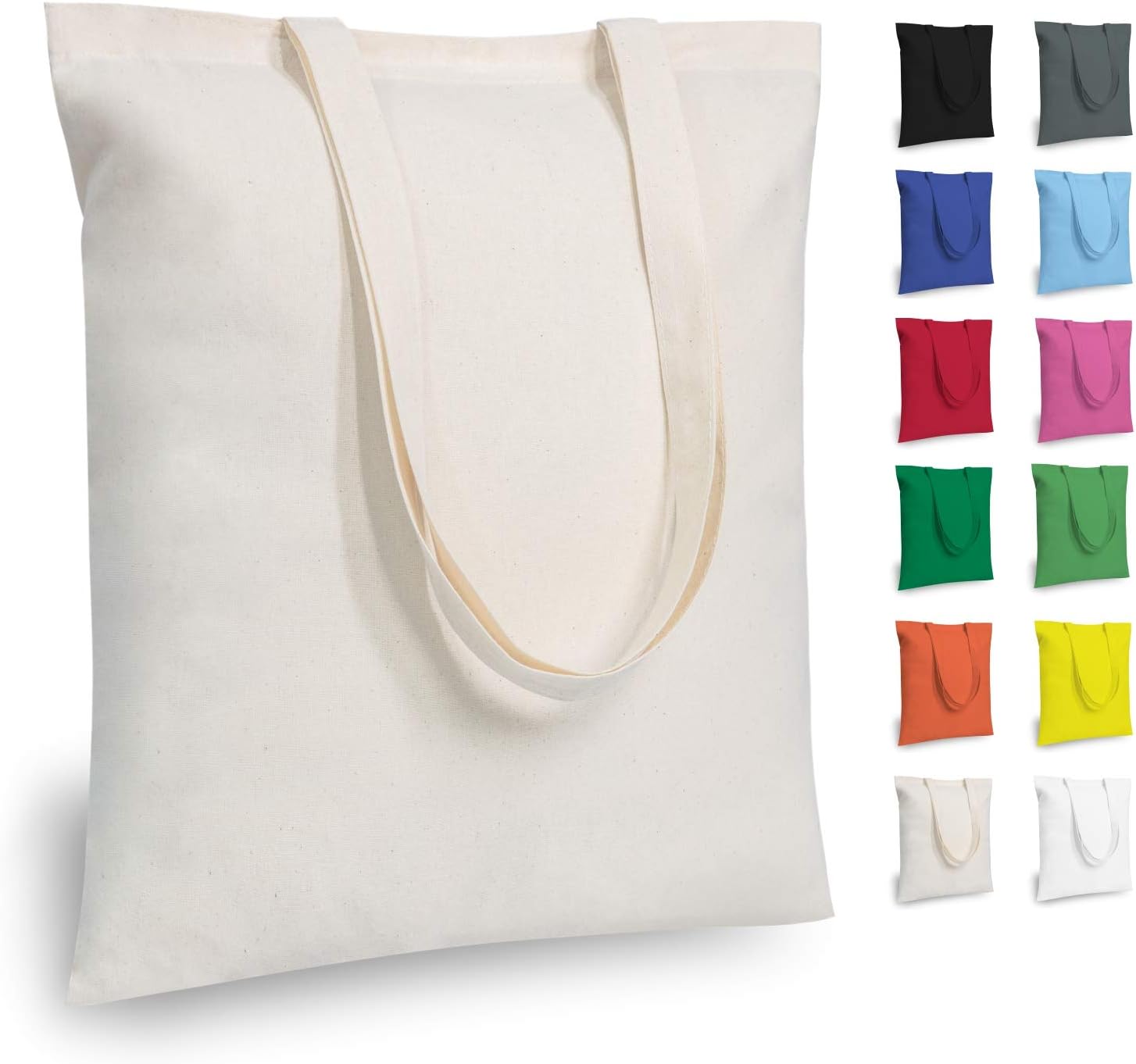 TOPDesign 12-Pack Economical 16″x15″ Cotton Tote Bags, Lightweight Medium Reusable Grocery Shopping Cloth Bags, Suitable for DIY, Advertising, Promotion, Gift, Activity