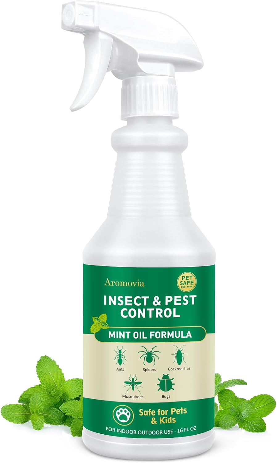 Peppermint Oil Insect Repellent Spray 16 OZ, Natural Indoor & Outdoor Bug Control for Spiders, Ants, Roaches, and More, Kids and Pets Safe, Suit for Garage Kitchen Attic Patio Basement