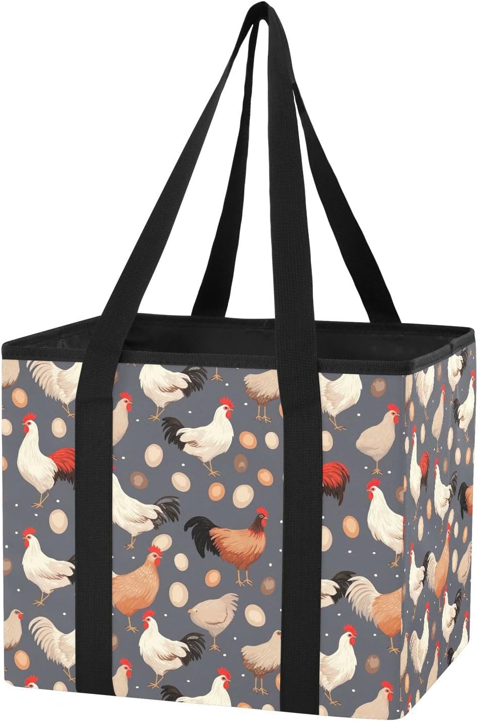 FRMG Chicken Hen Kitchen Reusable Grocery Bags,Car Organizer Storage Bag,Foldable Trunk Organizers,Large Shopping Totes Bag with Handles A2010986