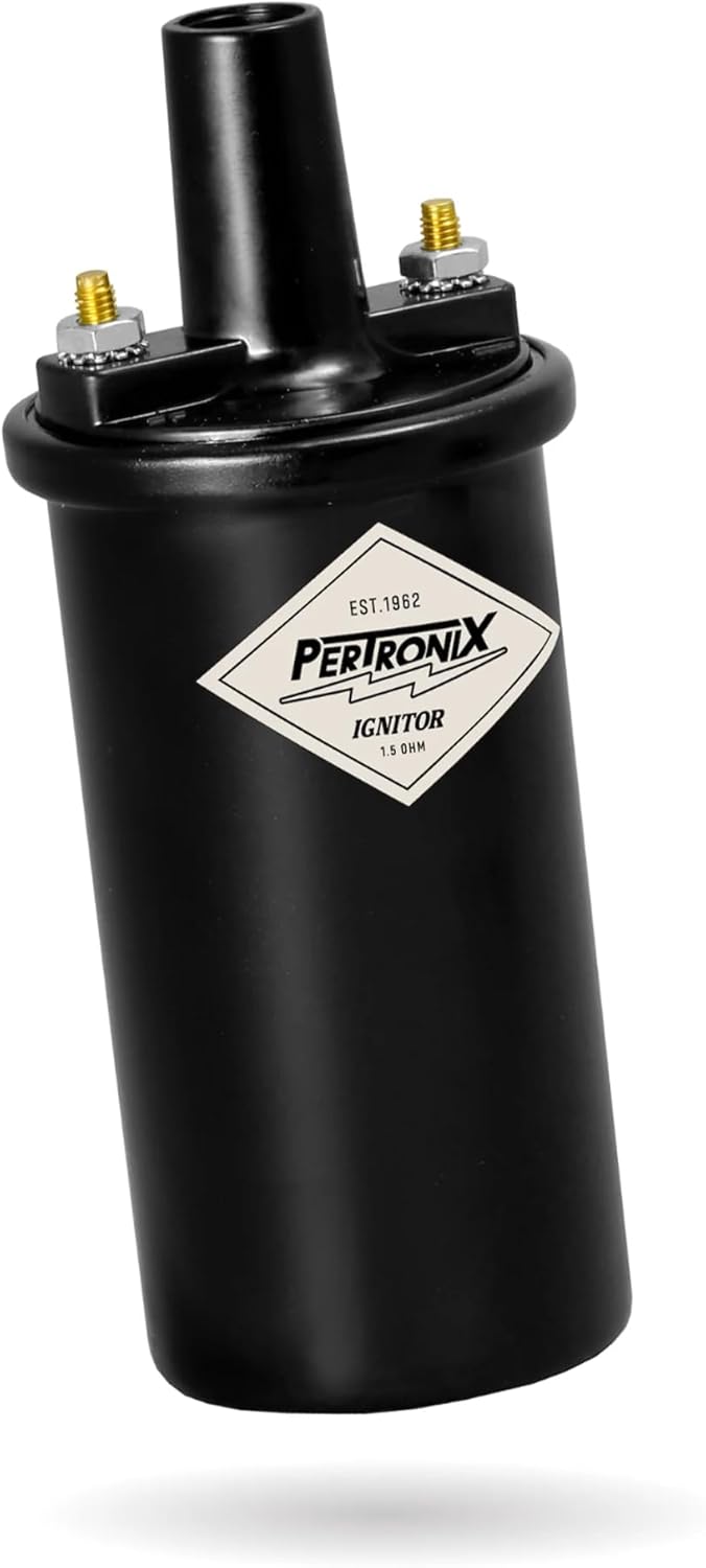 PerTronix Flame-Thrower Ignition Coil 40,000 Volt – 12V High Output Performance Ignition Coil, 1.5 Ohm Oil-Filled Canister, Black, Electronic Ignition Compatible – 40011