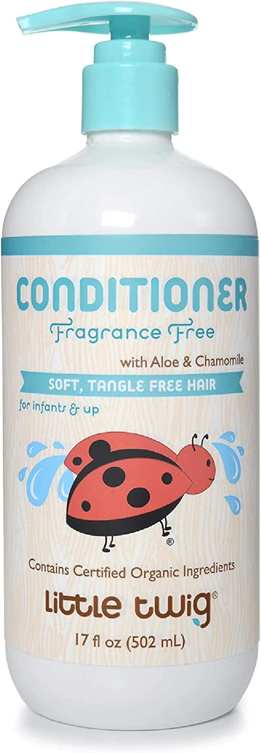 Little Twig Hair Conditioner, Natural Conditioner with Plant Derived Formula, Contains Essential Oils and Extracts, Suitable for Whole Family, Fragrance-Free, 17 fl oz.