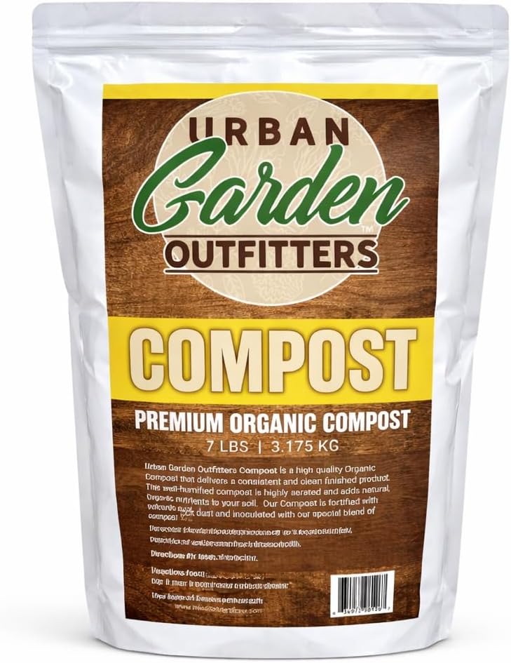 Premium Organic Compost – Nutrient Rich Soil Amendment for Gardens, Flowers, & Vegetables – Improves Soil Structure & Balance – Resealable Bag (7lb)