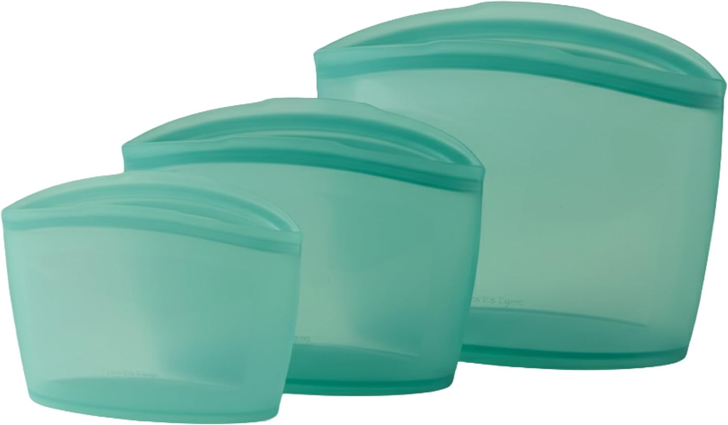 Blue Ginkgo Reusable Silicone Storage Bags – 3-Pack | Korean-Made Stand Up Food, Freezer Bags – Forest Green