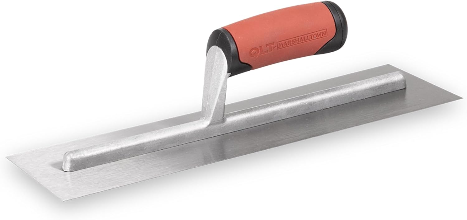 MARSHALLTOWN QLT Concrete Finishing Trowel, 14 x 4 Inch Carbon Steel Blade, Soft Grip Handle, Cement Trowel, Trowel Concrete Tool, Concrete Tools, Masonry Tools, FT144