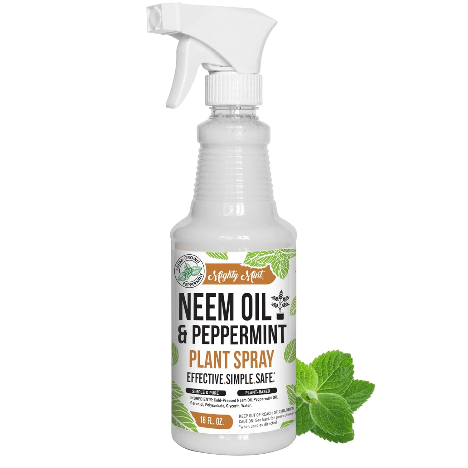 Mighty Mint Neem Oil & Peppermint Plant Nutrient Spray – Natural Leaf Shine for Indoor & Outdoor Use – Plant-Based Formula for Stronger, Healthy Plants – 16 oz