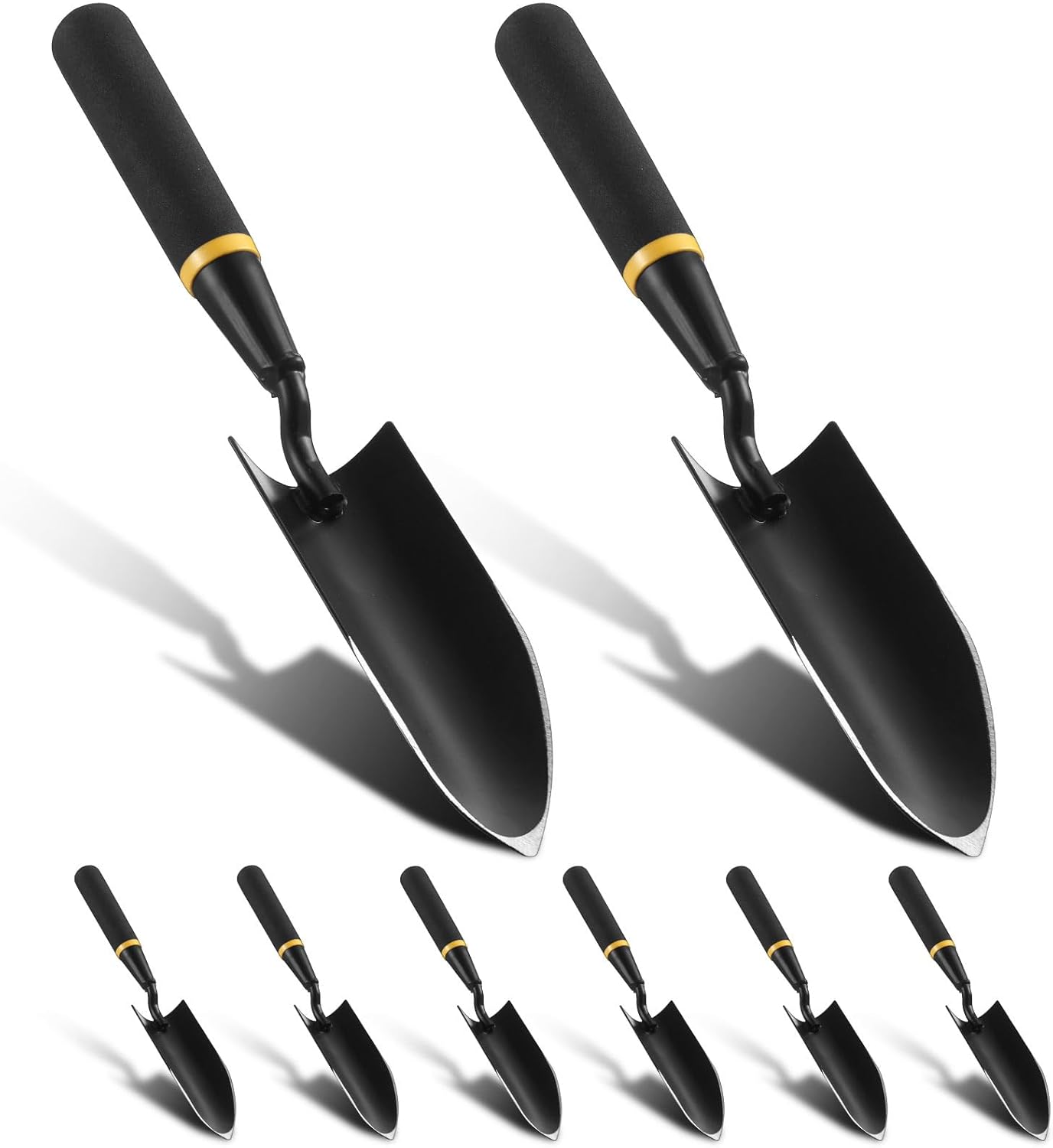 8 Pcs Garden Hand Trowel Heavy Duty Carbon Steel Garden Shovels Tools with Resin Rubberized Handle for Camping, Digging, Soil Planting, Transplanting, Lawn Yard Farm (Narrow Shovels)