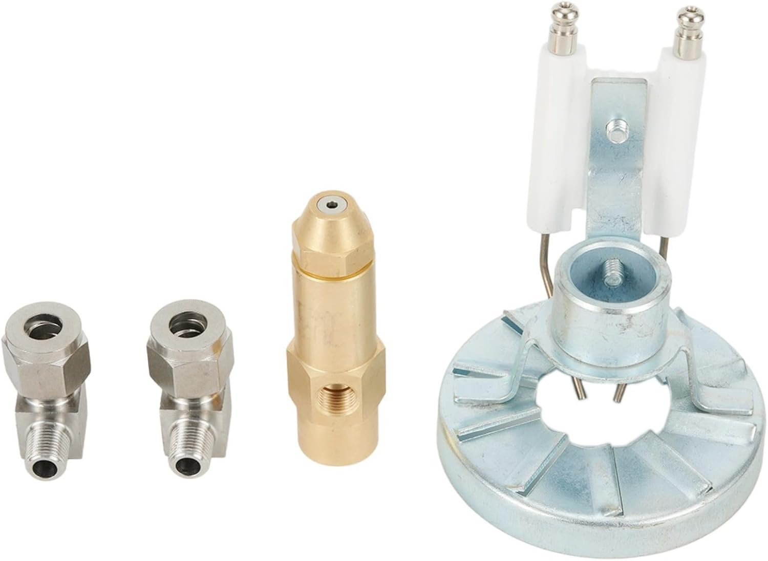 Waste Oil Burner Nozzle Kit With Siphon Air Atomizing Spray, Brass Electrode 0.5-2.0MM For Heavy Oil Diesel Vegetable Fuel, 9/16″ Size(0.8mm)
