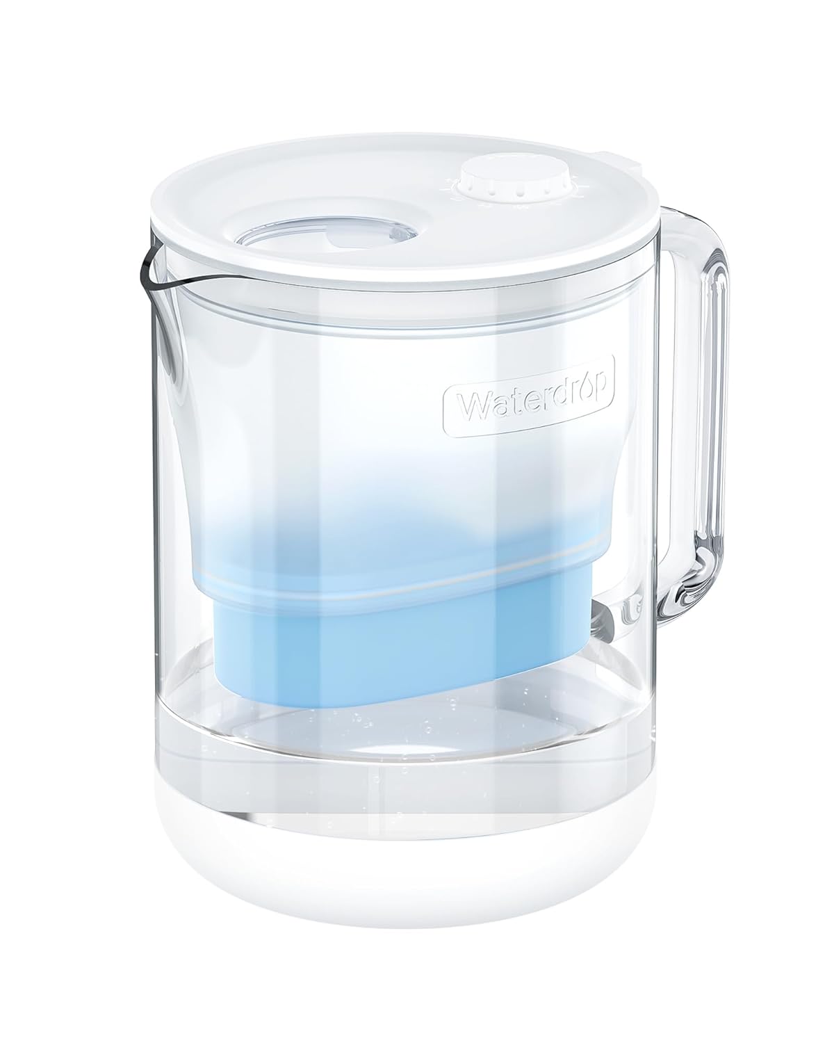 Waterdrop PT-72C-A Glass Alkaline Water Filter Pitcher, 7-Cup, Eco-Friendly, Enhances Alkaline Water, for Home & Office, Reduces PFOA/PFOS, Chlorine, Cadmium, Copper & Mercury, Clear