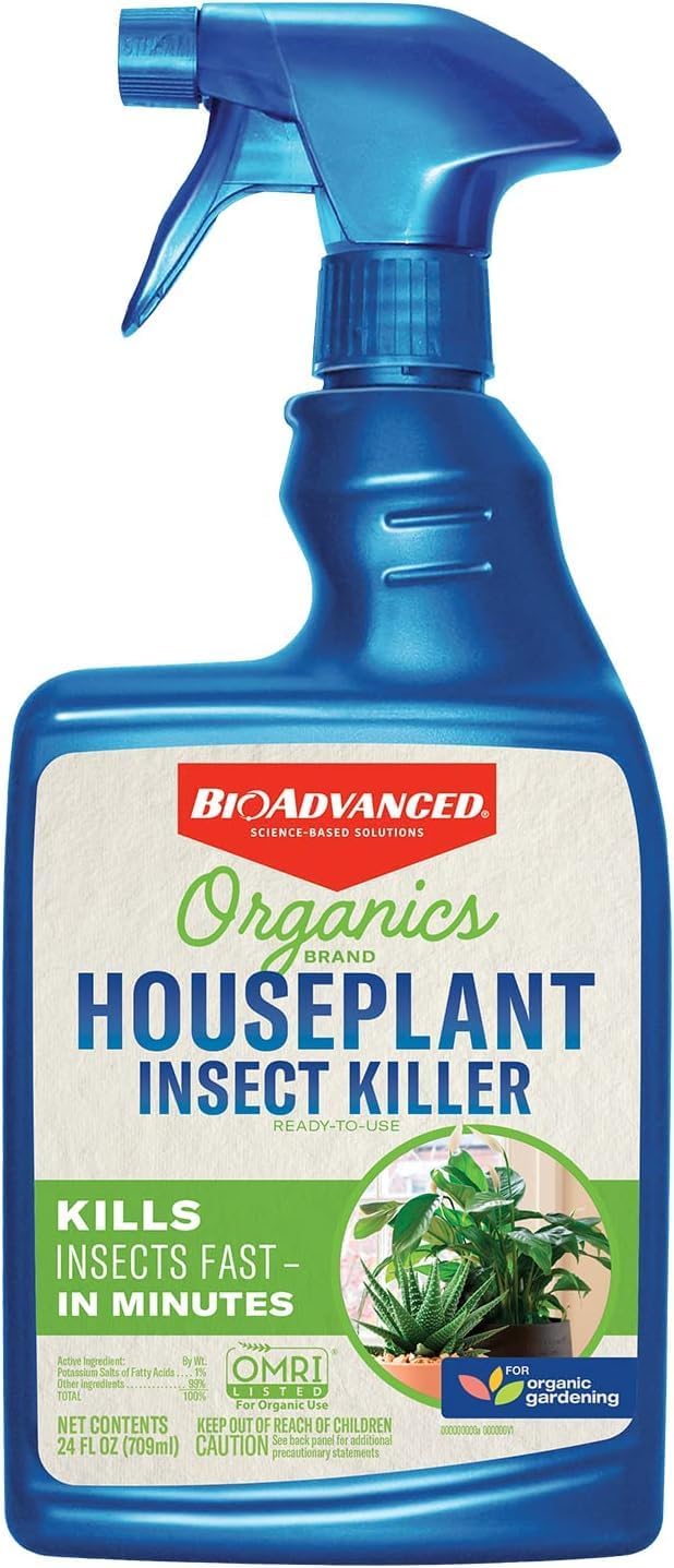 BioAdvanced Organics Brand Houseplant Insect Killer – Ready-to-Use – OMRI Listed Insect Control – Kills Insects and Controls Powdery Mildew – 24 oz Bottle