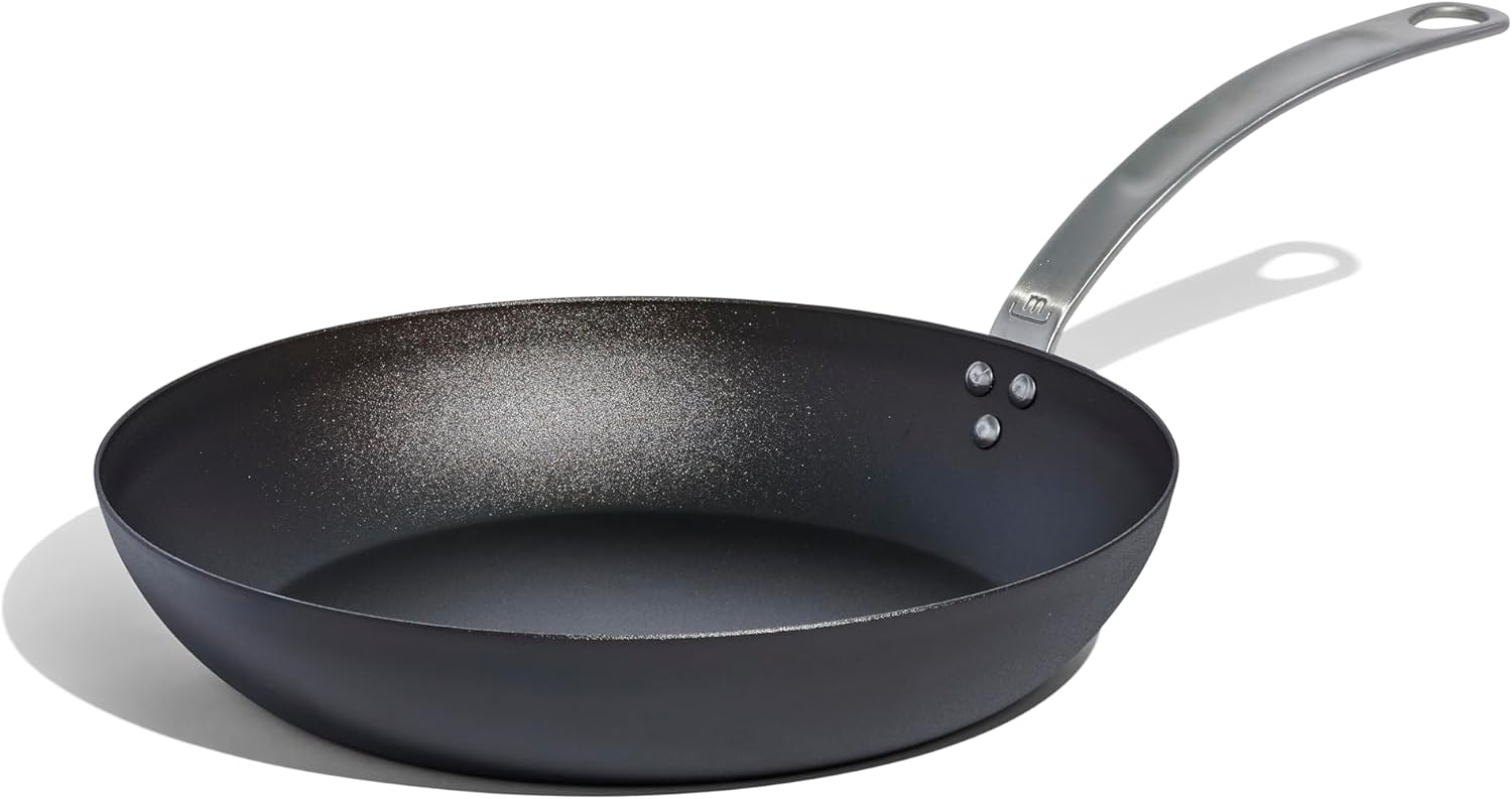 Made In Cookware – Seasoned 12″ Carbon Steel Frying Pan – (Like Cast Iron, but Better) – Professional Cookware – Crafted in Sweden – Induction Compatible