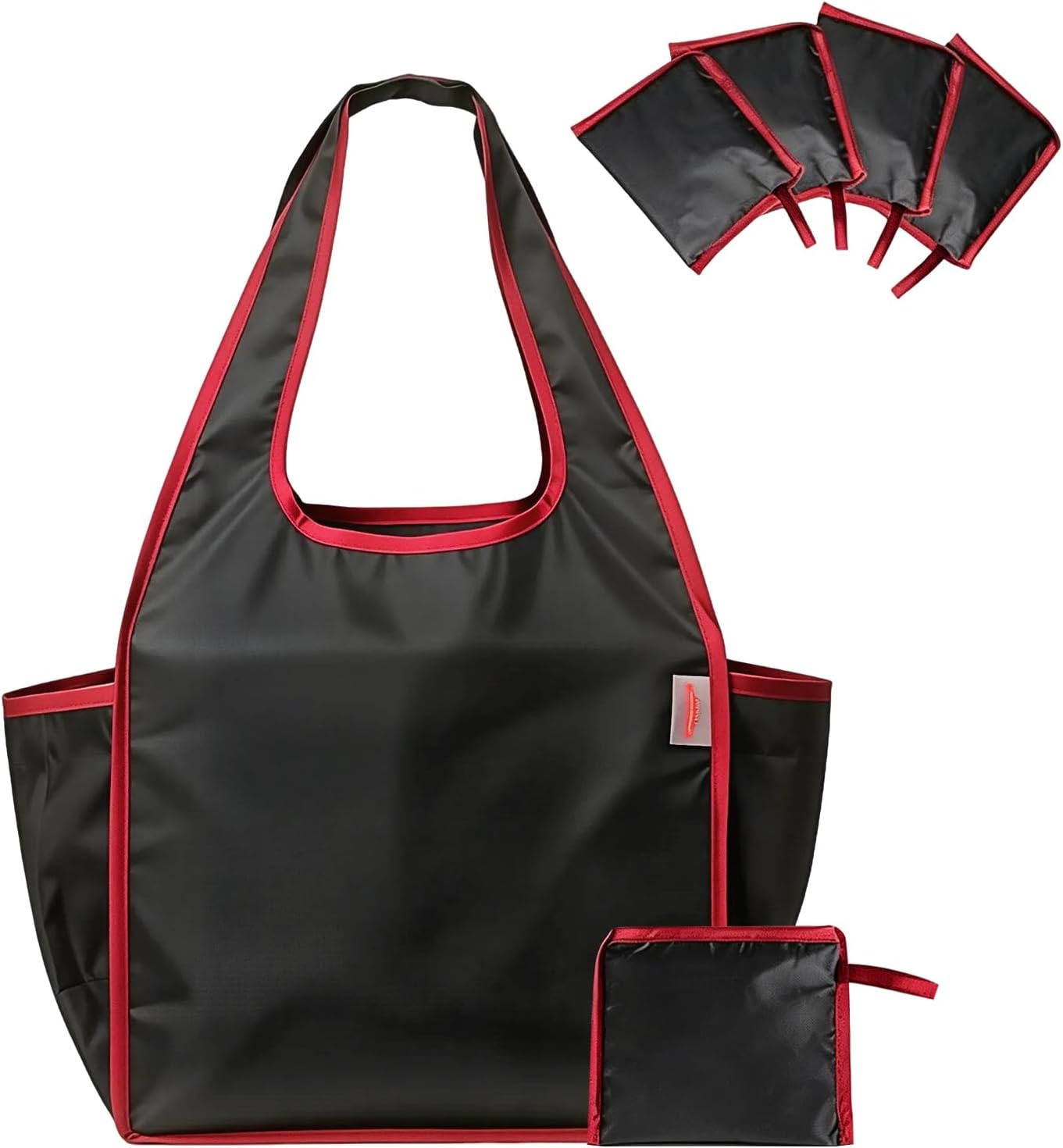 4-Piece Reusable Food Bag -50 Pound Heavy-Duty Machine Washable Shopping Tote Bag With Color Blocking Design