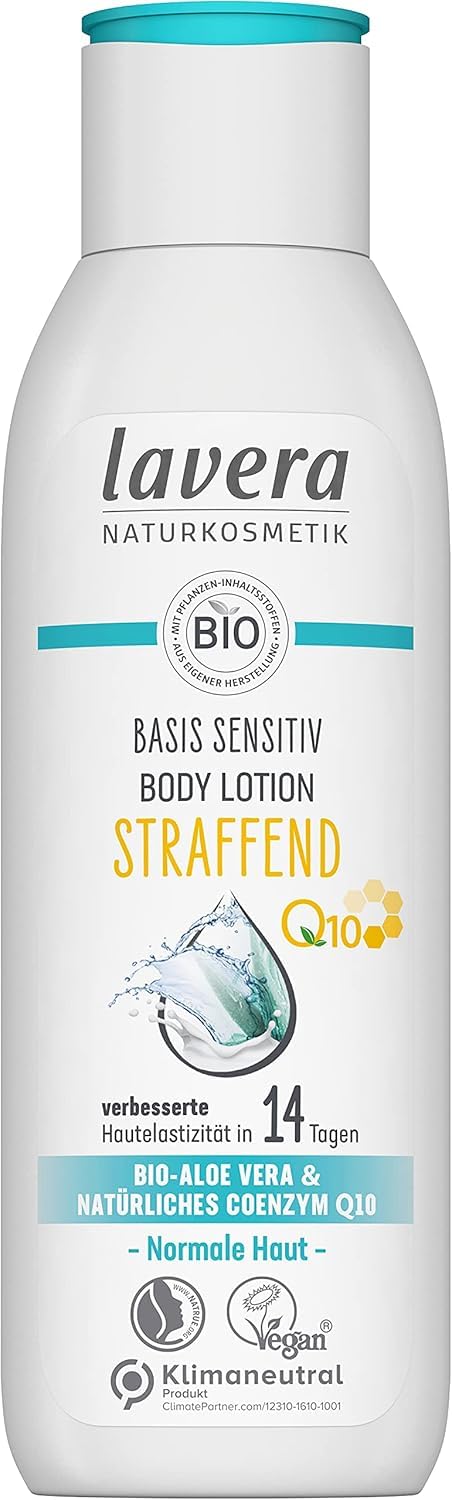 lavera basis sensitiv Body Lotion Firming – aloe vera & natural coenzyme Q10 – improved skin elasticity in 14 days – PETA certified – biodegradable – vegan – natural cosmetics – 8.45 fl.oz.
