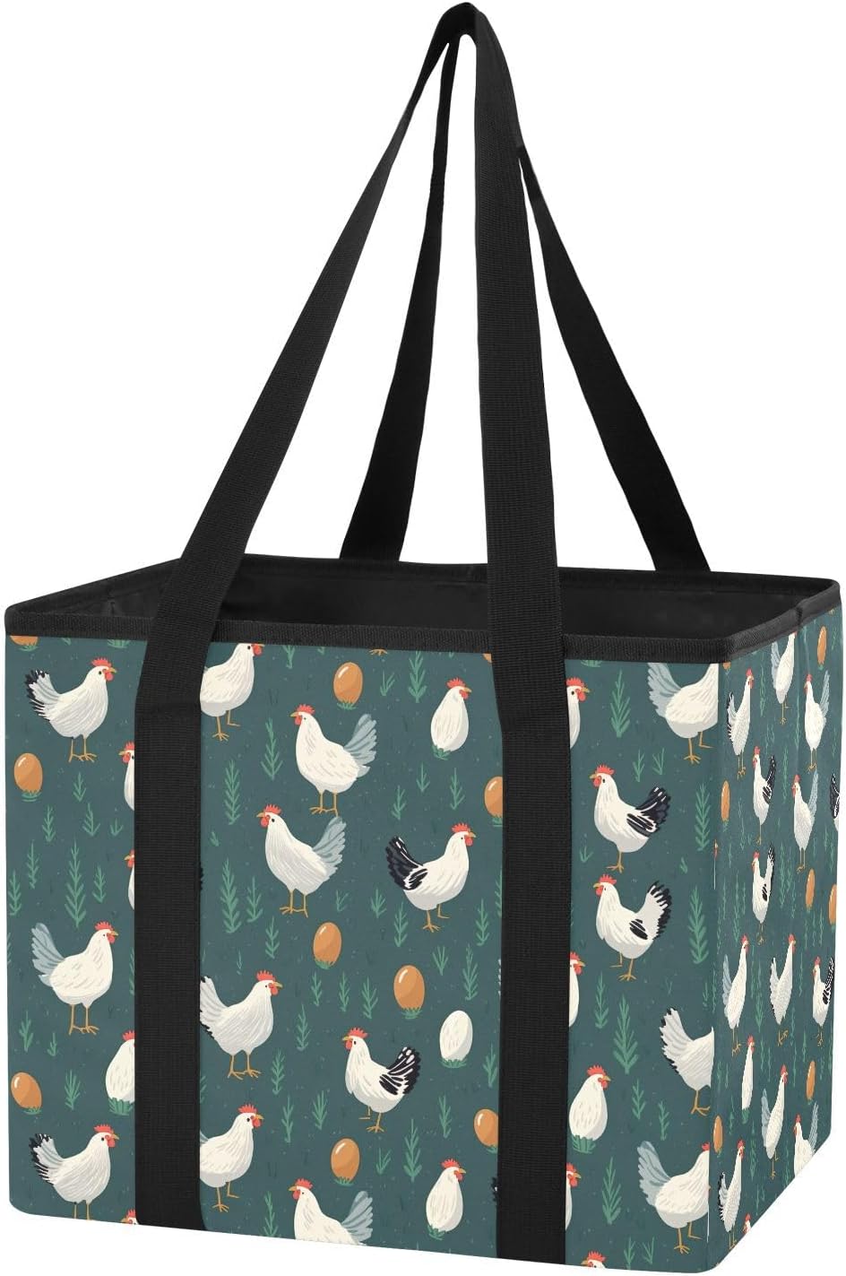 FRMG Chicken Hen Kitchen Reusable Grocery Bags,Car Organizer Storage Bag,Foldable Trunk Organizers,Large Shopping Totes Bag with Handles A2010082