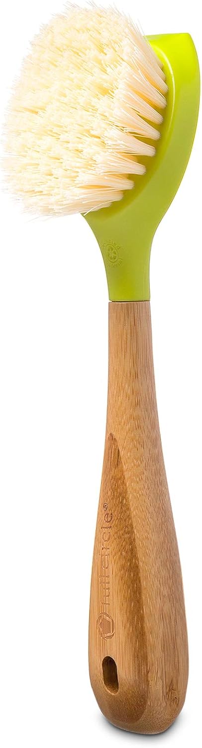 Full Circle Be Good – Bamboo Handle Dish Brush – Sustainable Kitchen Cleaning with Tough Bristles – Natural Dish Scrubber, Nonstick & Cast Iron Cleaner – Long Handle Brush for Dishes, Pots, and Pans