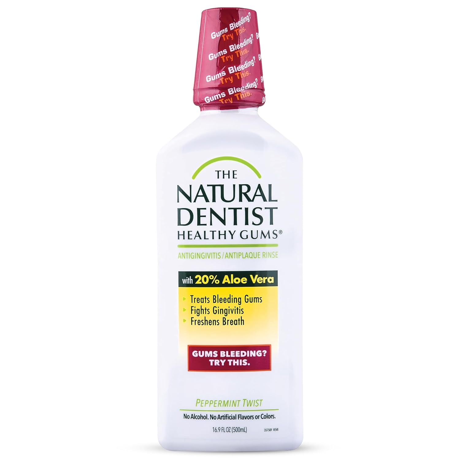The Natural Dentist Peppermint Twist Mouthwash, No Alcohol & No Fluoride, Plant-Based Daily Rinse that Refreshes & Comforts the Mouth, 16.9 fl oz