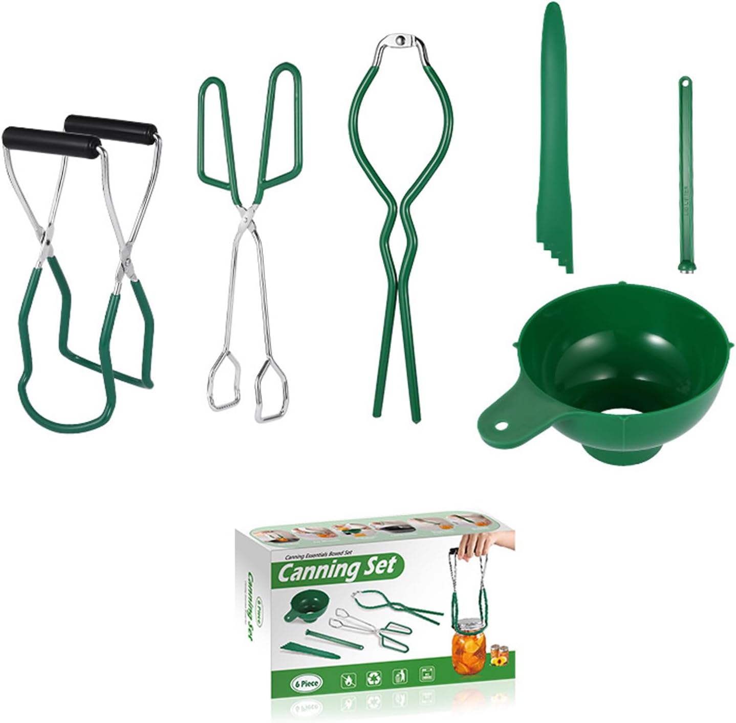 Canning Supplies Essentials Boxed Set, Canning Supplies Starter Kit, 6 Piece Set Included Canning Jar Lifter Canning Funnel Bubble Popper And Measurer Magnetic Lid Lifter Jar Wrench kitchen Tongs
