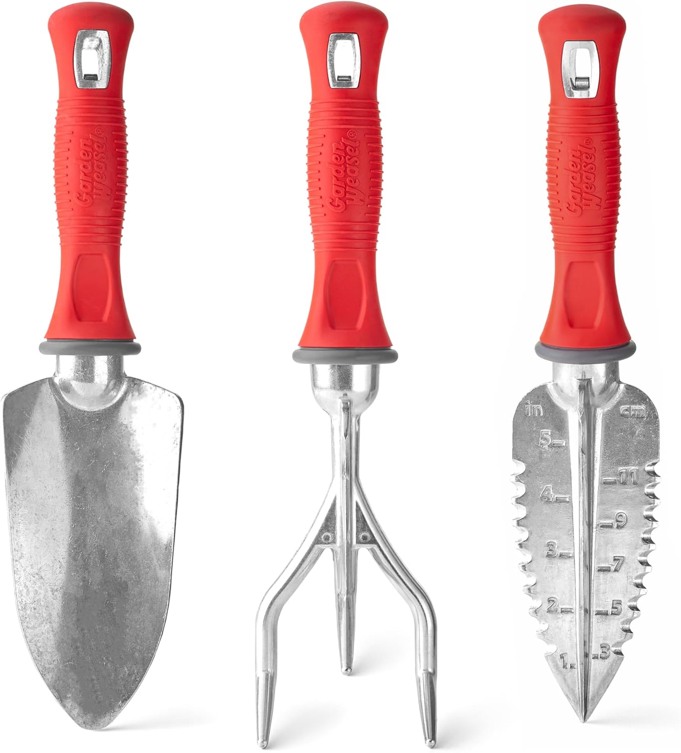 Garden Weasel 3-Piece Hand Tool Combo Set | Trowel, Transplanter and Cultivator | Heavy Duty Lawn and Garden Set, Digging, Planting, and Weeding | 91370-Q | Gift for Mom, Idea