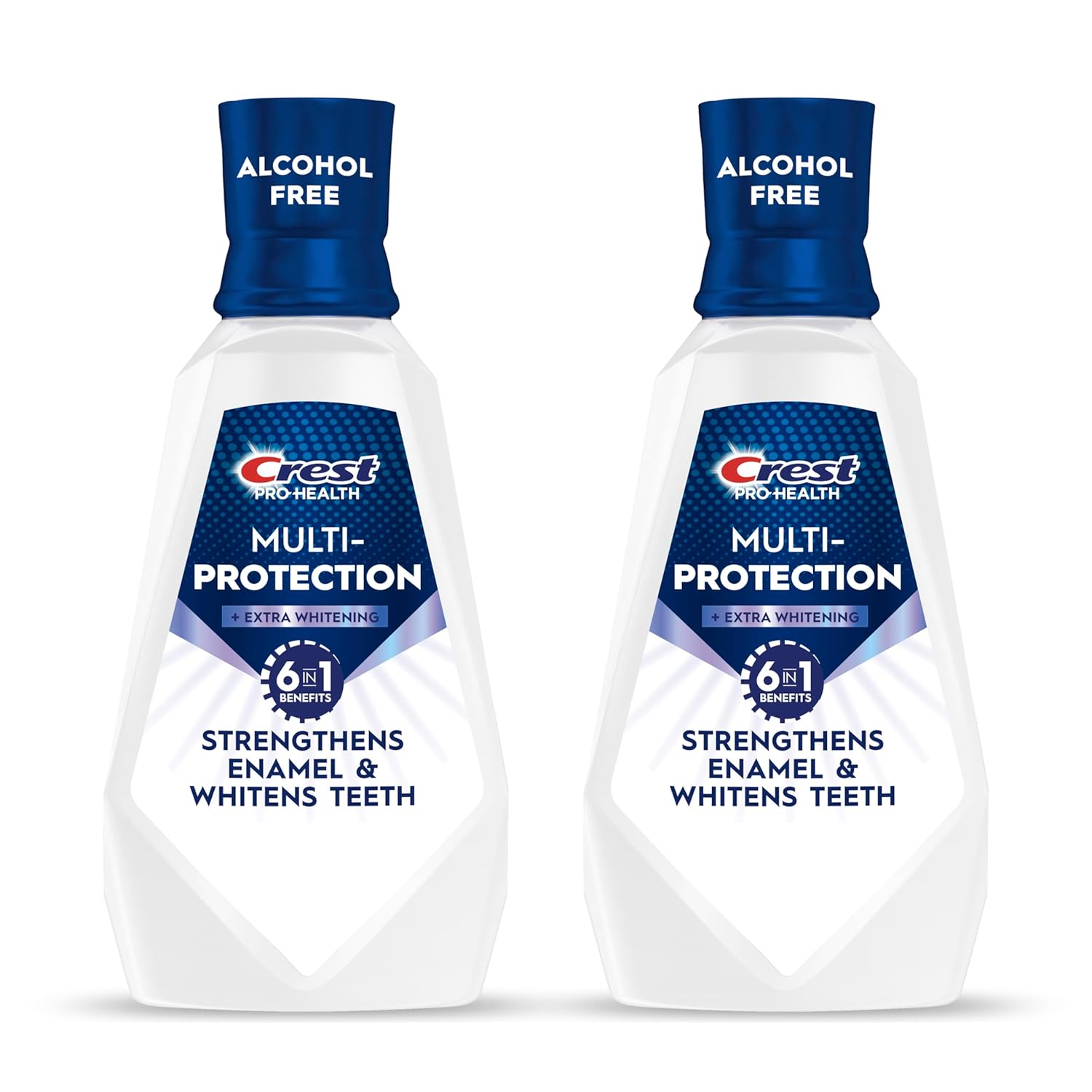 Crest Pro-Health Mouthwash, Teeth Whitening for Adults, 6 in 1 Benefits, Breath Freshener, 946mL, 2 Pack, Alcohol Free Mouth Rinse, Anti Cavity, Enamel Repair, Bad Breath Treatment, Mint Flavor