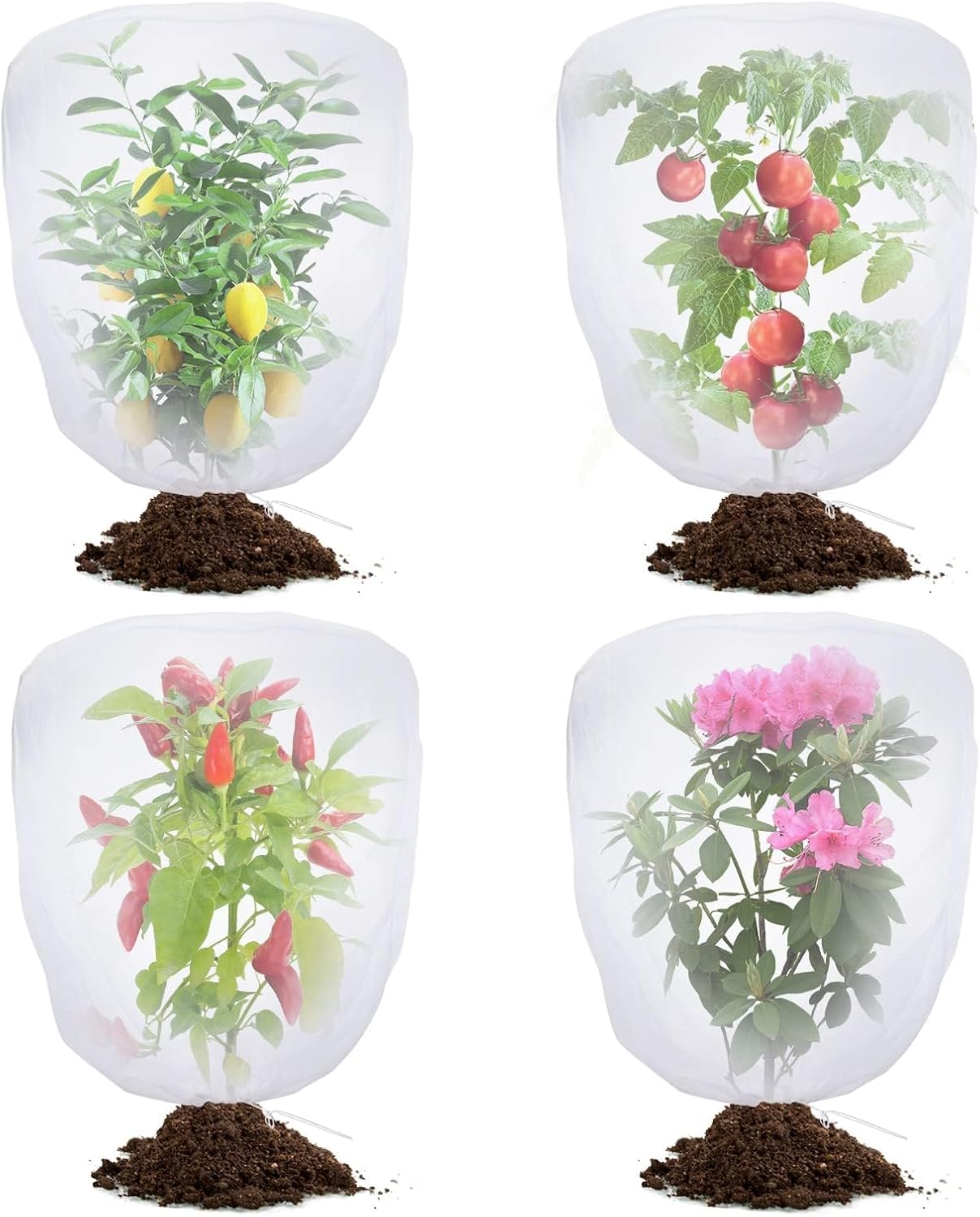 Bird Netting for Garden Protection – 4 Pack Garden Netting Pest Barrier with Drawstring,3.3Ft x 2.7Ft Mosquito Net Tomato Protective Cover Garden Plant Netting for Cicadas Vegetables Blueberry Bushes