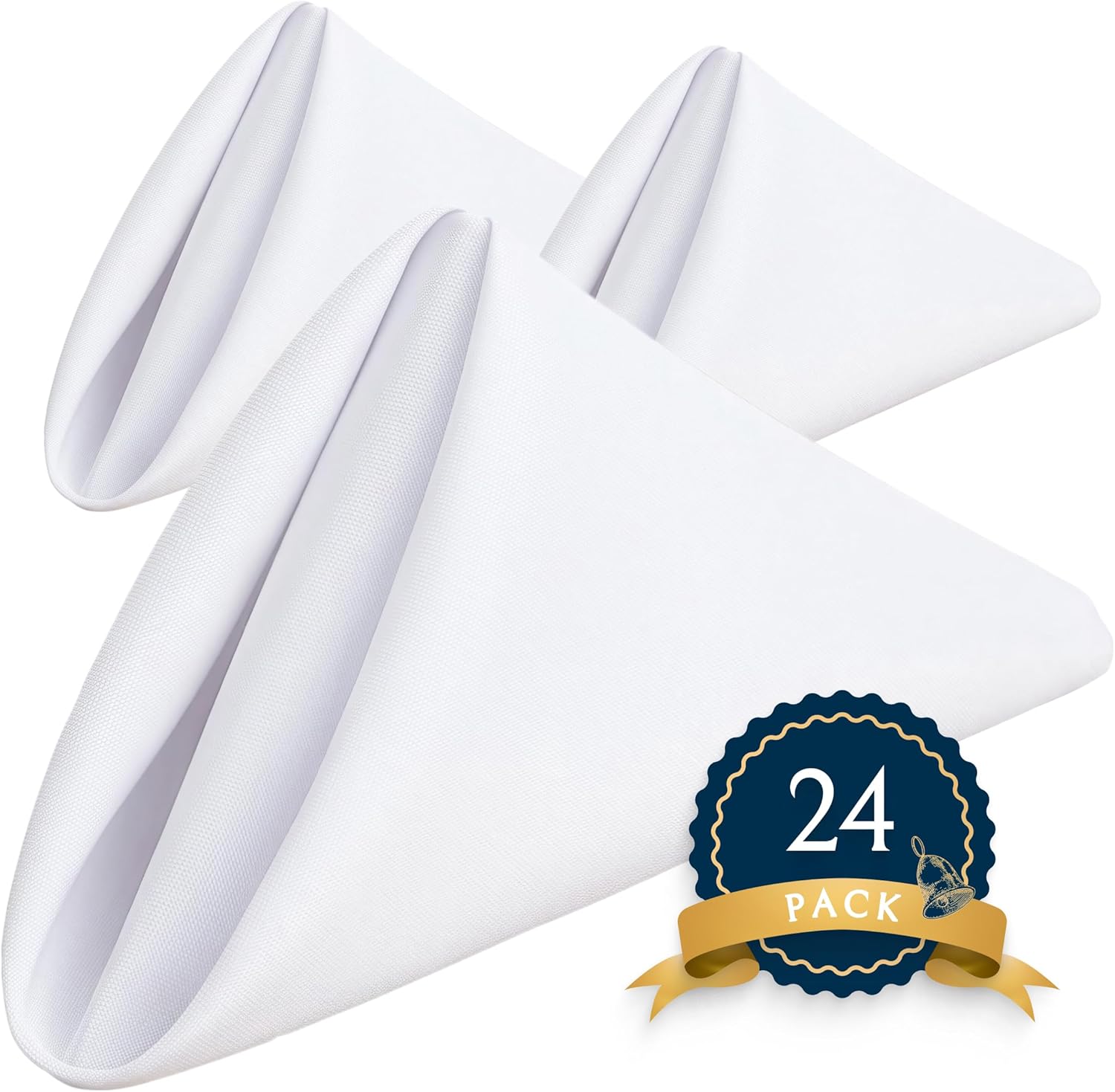 Wealuxe White Cloth Napkins Set of 24 – 17×17 Inches, 220 GSM Thick and Durable 100% Polyester Napkins, Stain and Wrinkle Free Dinner Napkins Cloth Washable, Soft