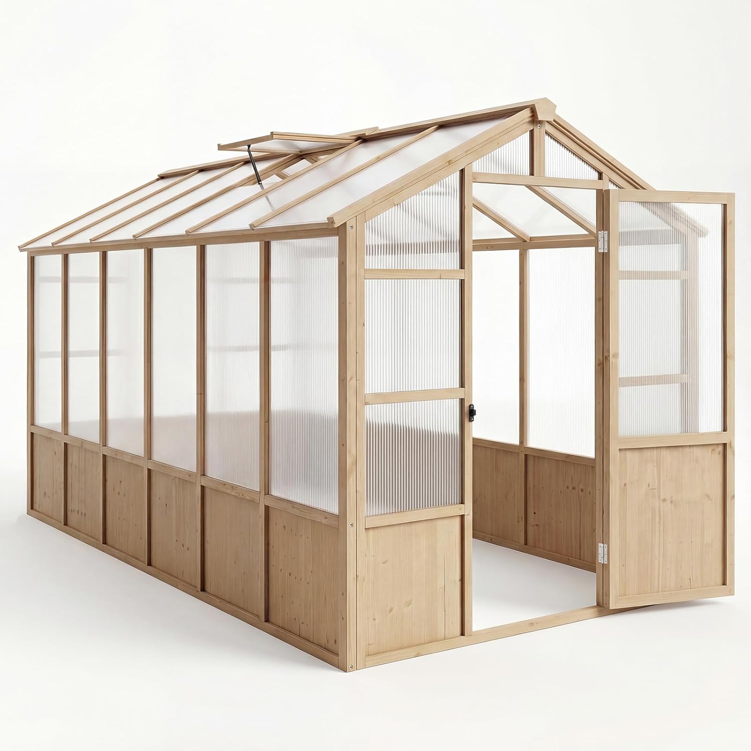GarveeLife 6’x12′ Wooden Greenhouse for Outdoor, Large Walk-in Greenhouse Kit with Ventilated Window, Door & Polycarbonate Panels, Heavy Duty Wood Frame Green House for Patio Garden Backyard