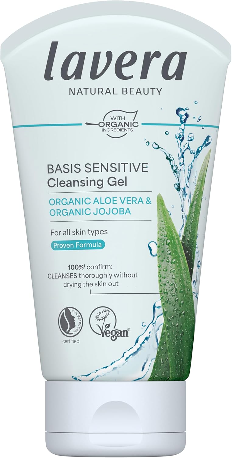lavera basis sensitiv wash gel aloe vera & jojoba – Revitalizes & refreshes – Vegan plant active ingredients – natural cosmetics – Natural & innovative facial cleansing – 4.2 Fl Oz