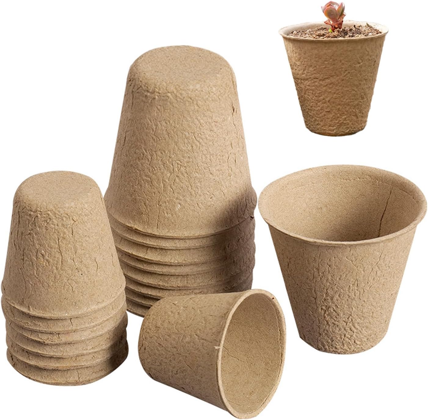ROOUTEN 50-Pack 3.15 Inch Peat Pots for Seedling with 50 Pcs Plant Labels,Outdoor Garden Germination Nursery,Biodegradable Seed Starter Pot Kits