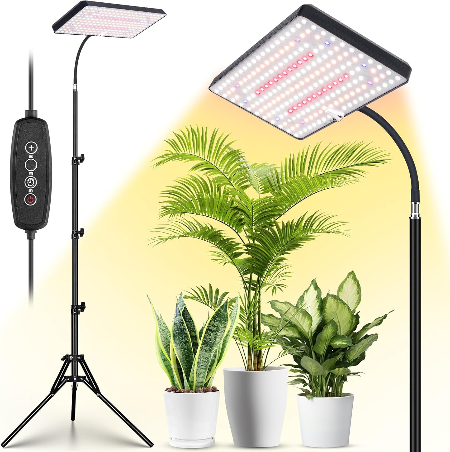 LBW Grow Lights for Indoor Plants Full Spectrum with Stand,214 LEDs Standing Plant Lights for Indoor Growing,Floor Grow Plant Lamp with 4/8/12H Timer,6 Brightness Levels,75″ Adjustable Tripod