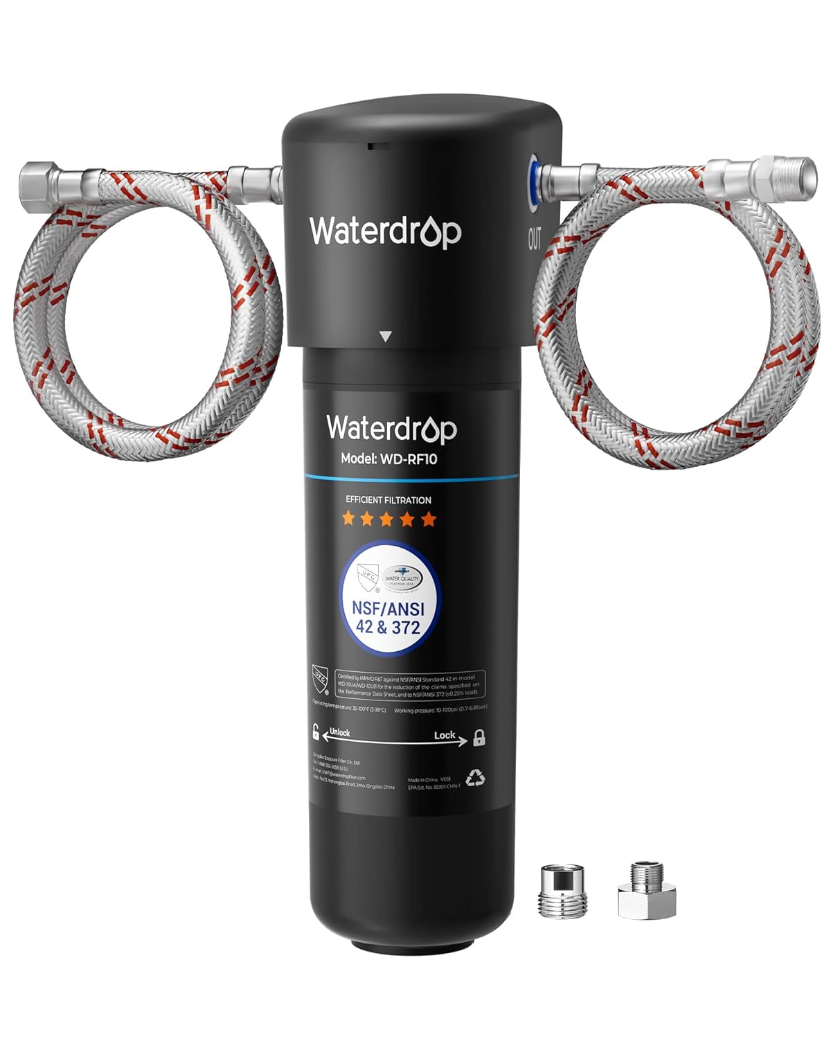 Waterdrop 10UA Under Sink Water Filter System, Reduces PFAS, PFOA/PFOS, Lead, Chlorine, Bad Taste & Odor, Under Counter Water Filter Connects Directly to Your Faucet, NSF/ANSI 42 Certified, 1 Year