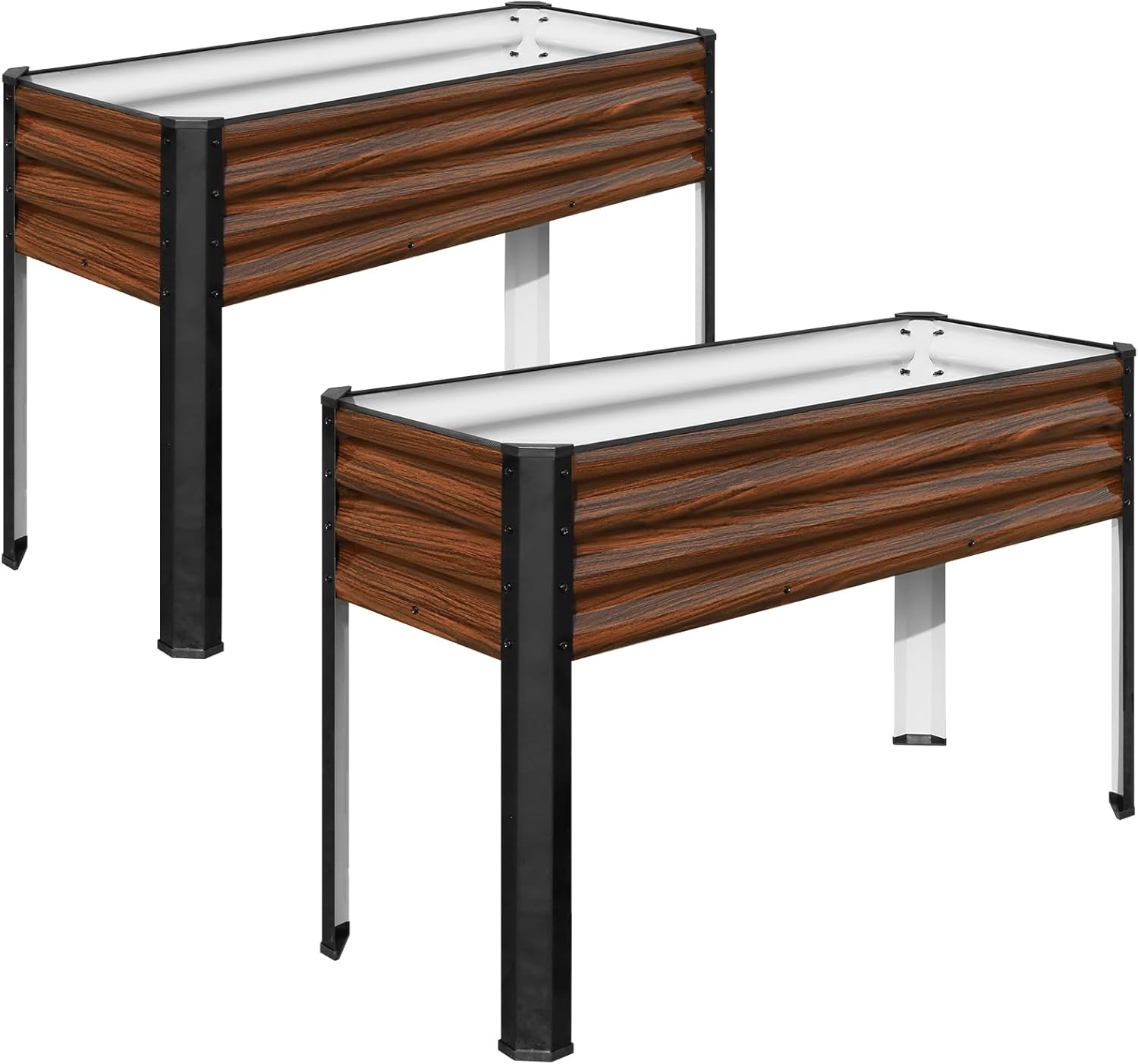 SnugNiture Raised Garden Bed with Legs, 2PCS 48×18×32in Outdoor Metal Elevated Raised Planter Box for Backyard, Patio, Balcony