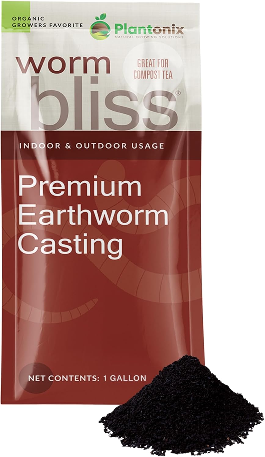Worm Bliss (1 Gallon) – Organic Worm Castings for Plants – OMRI-Listed Earthworm Castings Worm Fertilizer – Worm Castings Organic Fertilizer for Plants, Potting Soil, Garden Soil, & Seed Starter Soil