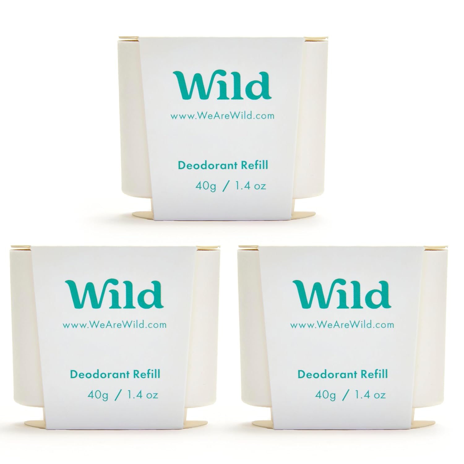 Wild Aluminum Free Refillable Deodorant – Fresh Cotton & Sea Salt Refill Trio Pack – 98% Natural Origin Derived Ingredients – Vegan Friendly Long Lasting Protection – Zero Single Use Plastic