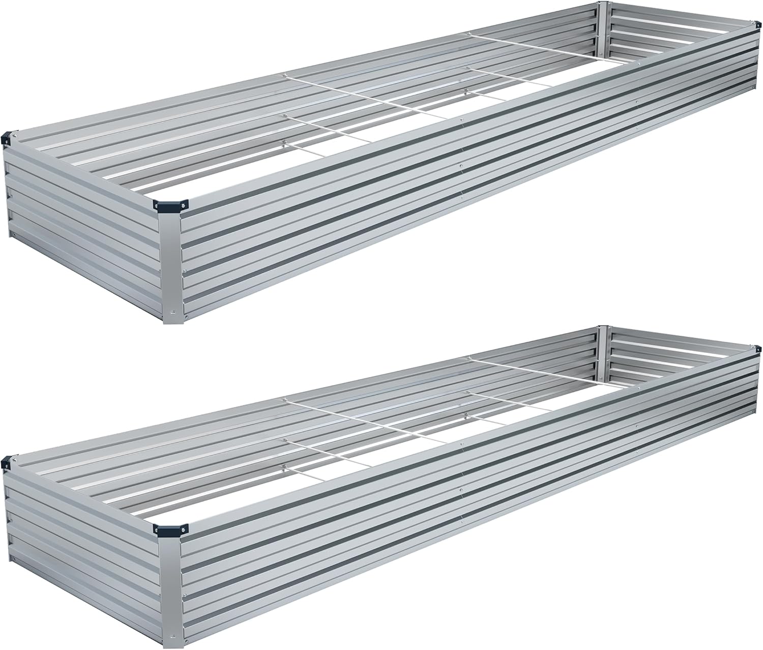 DIIYIV 2PCS 12x4x1FT Galvanized Raised Garden Bed Kit,Vegetable Boxes-Rectangle Metal Flower Box,Large Planter Raised Beds Outdoor Garden for Planting,Fruit,Herb-Silver