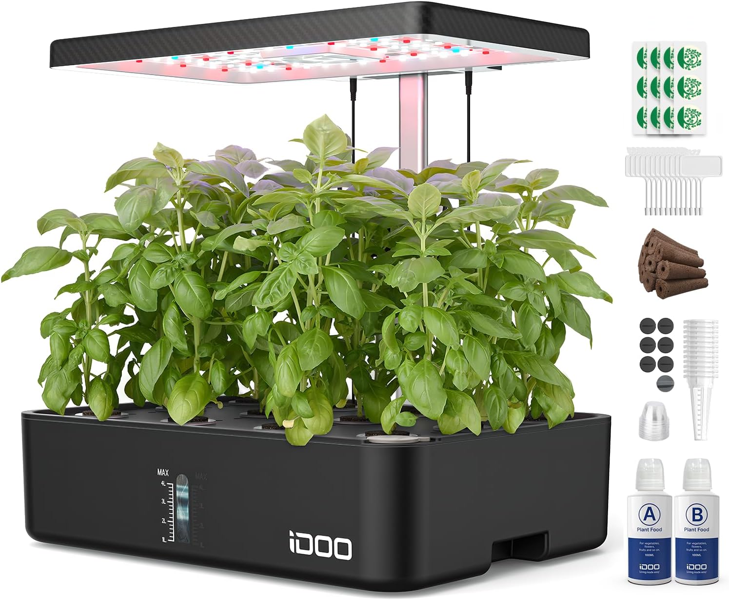 iDOO Mothers Day Gifts, Hydroponics Growing System Kit 12Pods, Indoor Herb Garden, with LED Grow Light, Built-in Fan, Auto-Timer, Adjustable Height Up to 11.3″, for Home School Office, Gifts for Women