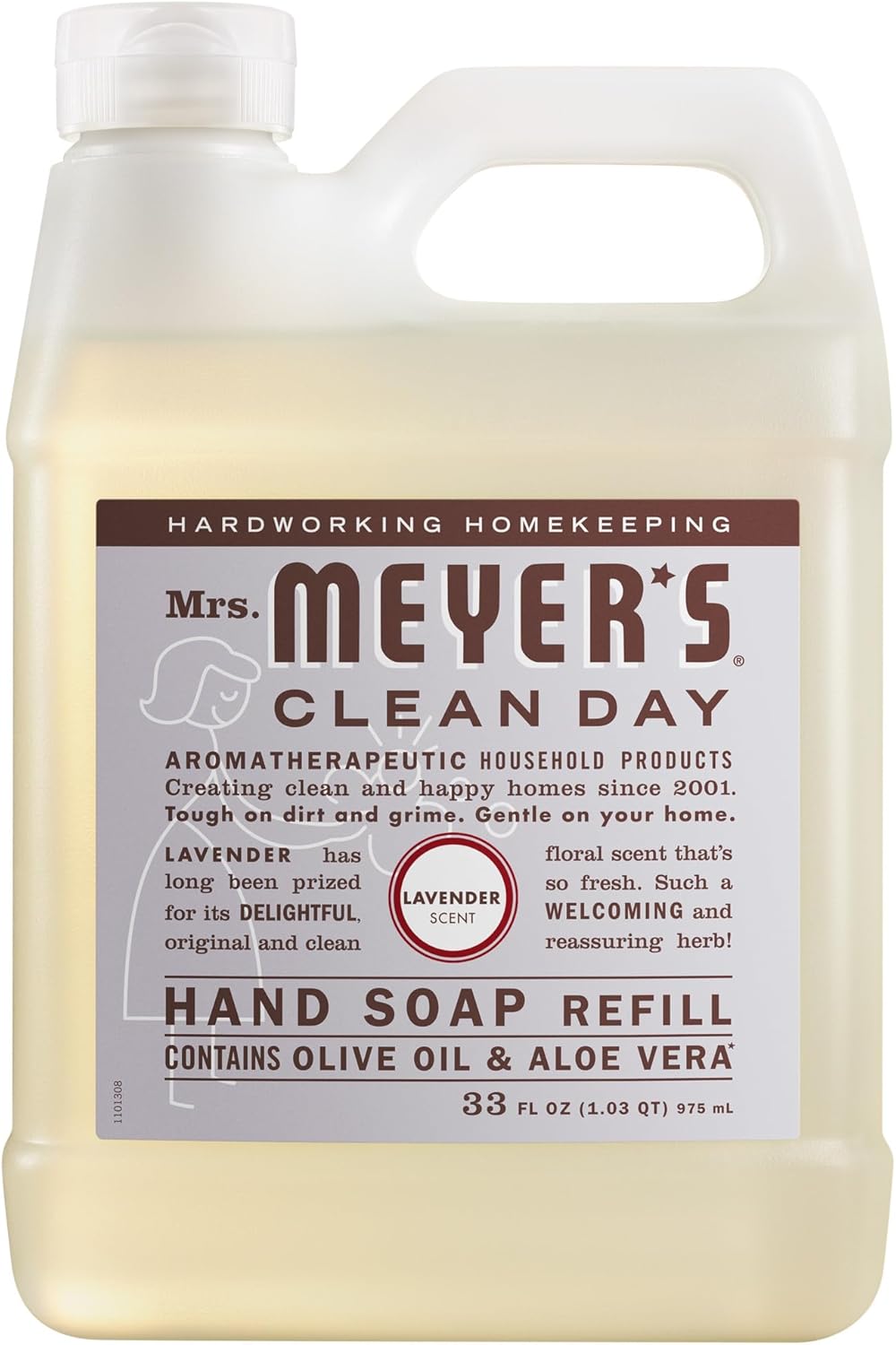 MRS. MEYER’S CLEAN DAY Hand Soap Refill, Lavender Scent, 33 Fl Oz Bottle